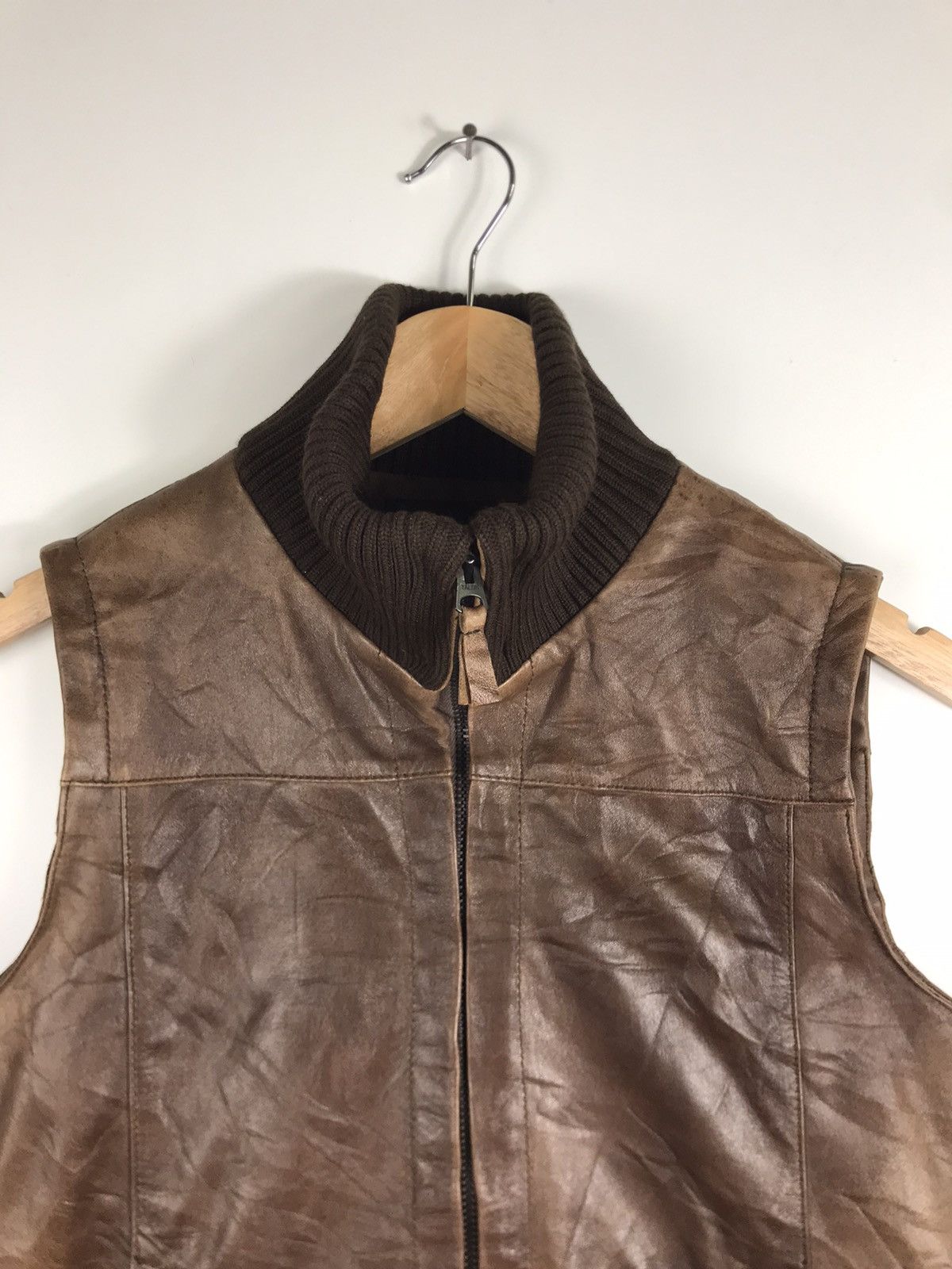 Full Count & Co. × Japanese Brand × Leather ⚡️Vintage FullCount Zipper Leather Vest Size S / US 4 / IT 40 - 4 Thumbnail