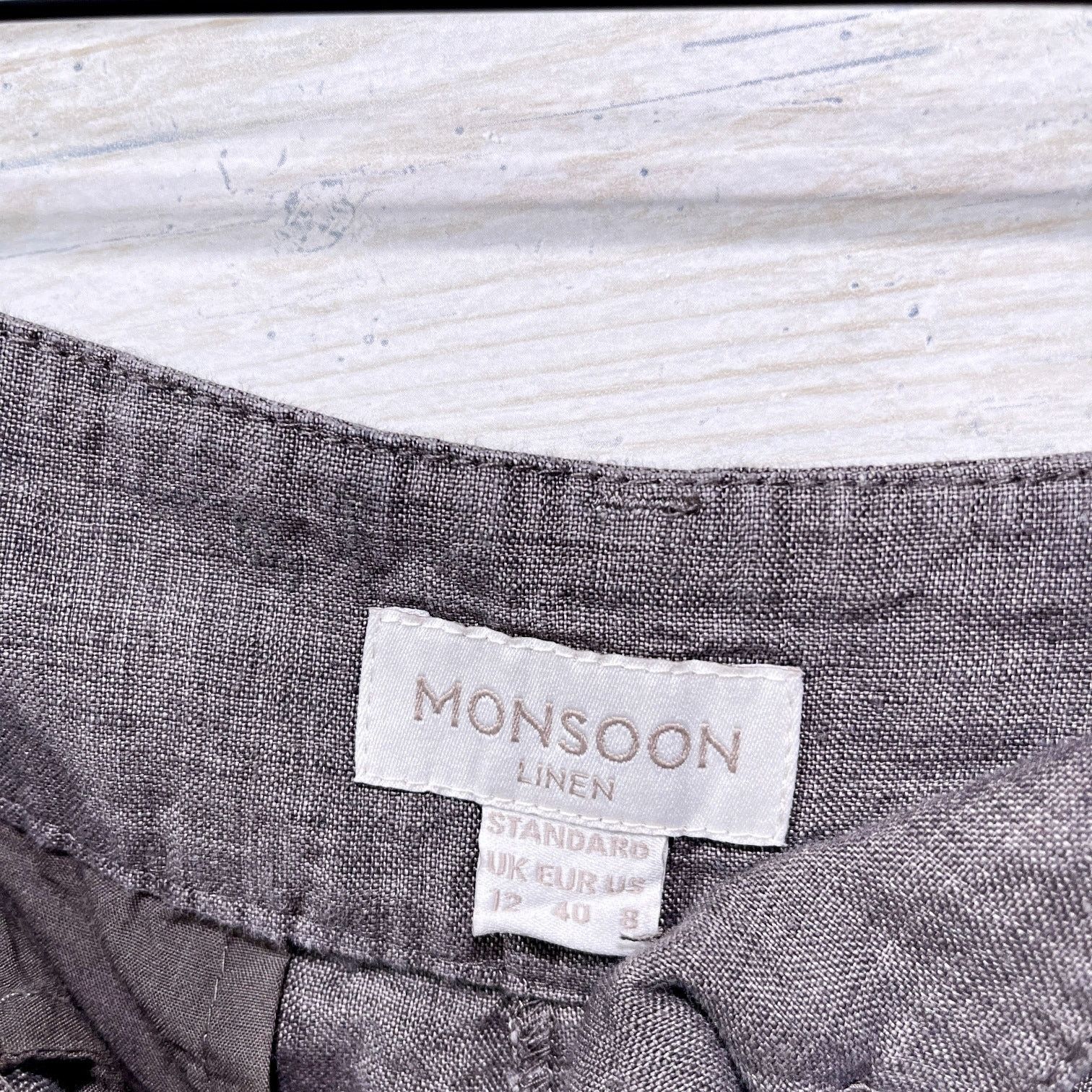 Other Monsoon London Linen Wide Leg Trousers Gray High Rise US 8 Size 30" / US 8 / IT 44 - 6 Thumbnail