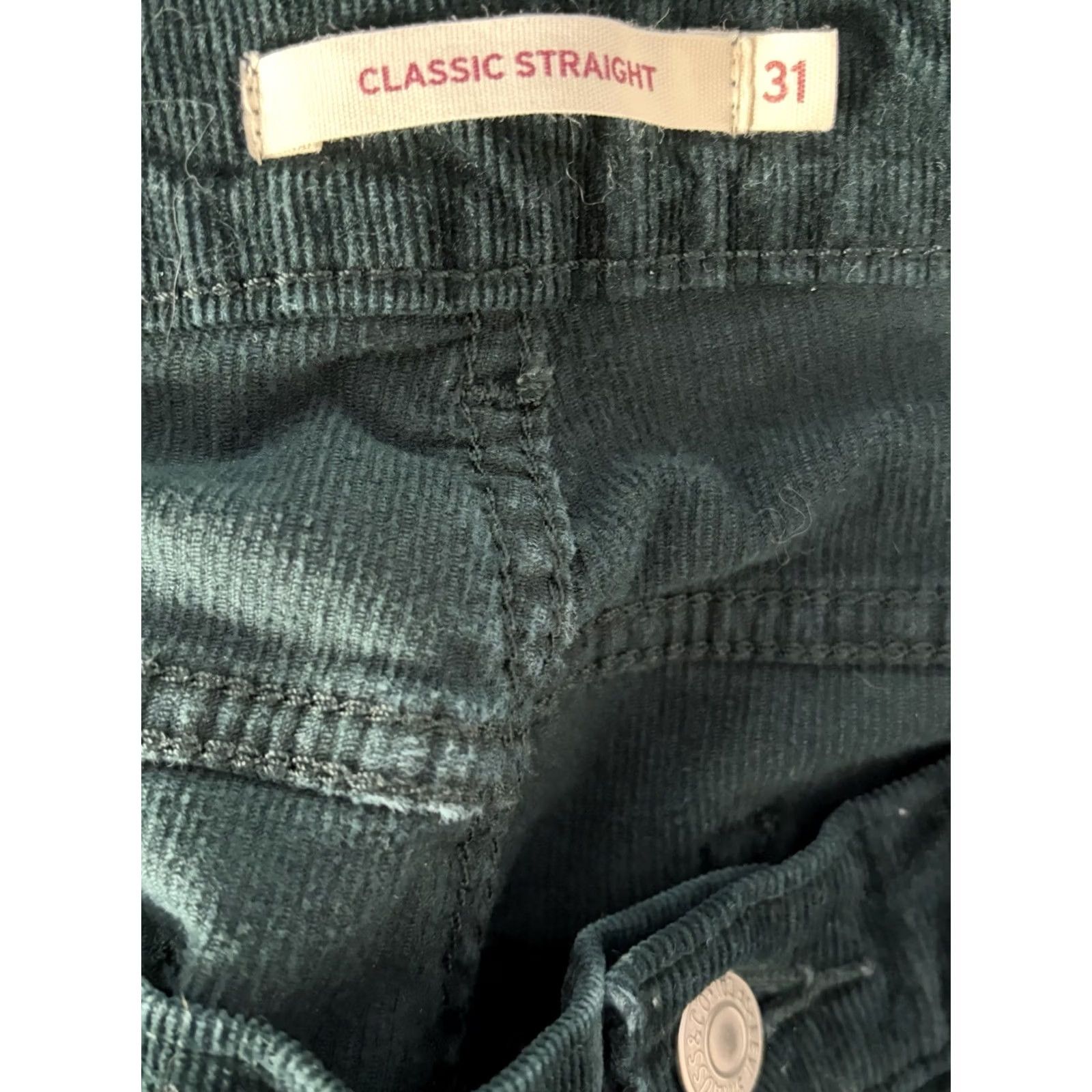 Levi's Levi's Jeans Women's 31x30 Green Corduroy Classic Straight Pants Size 24" / US 00 / IT 34 - 7 Thumbnail