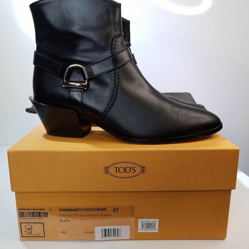 Tod's Tod's Tex leather harness heeled ankle boots size 37 black Size US 7 / IT 37 - 3 Thumbnail
