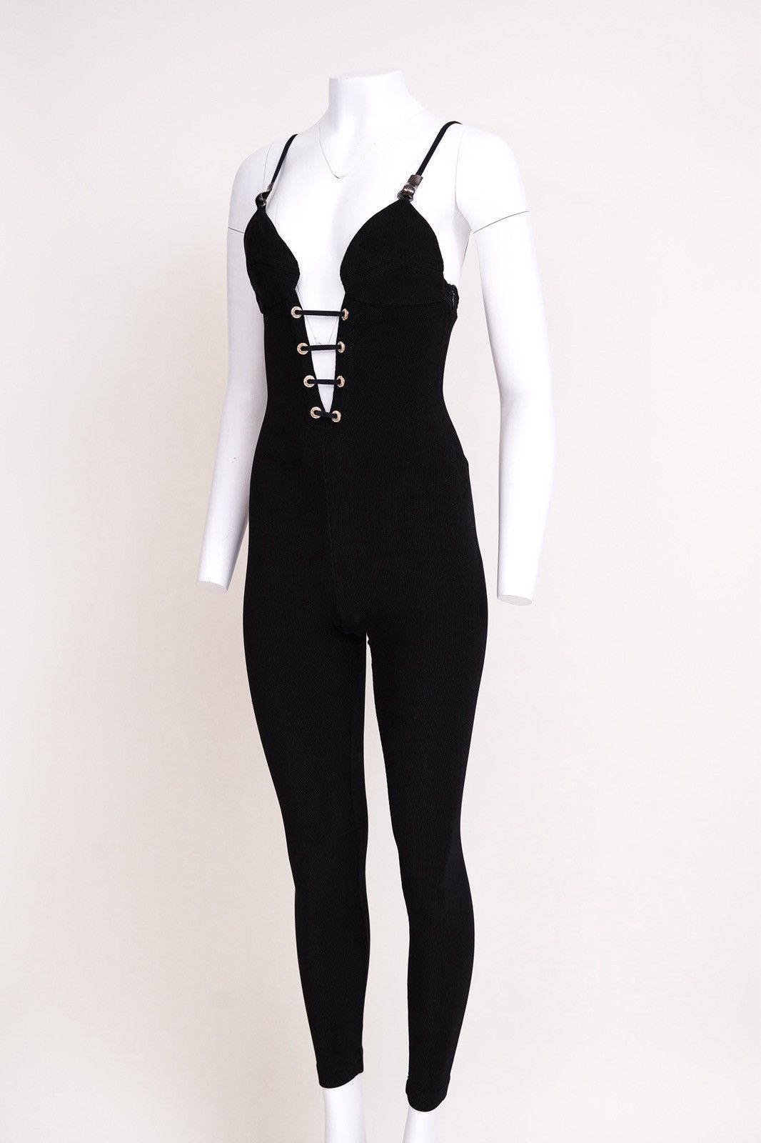 Versace Gianni Versace S/S 1992 Black Plunging Jumpsuit Size S / US 4 / IT 40 - 4 Thumbnail