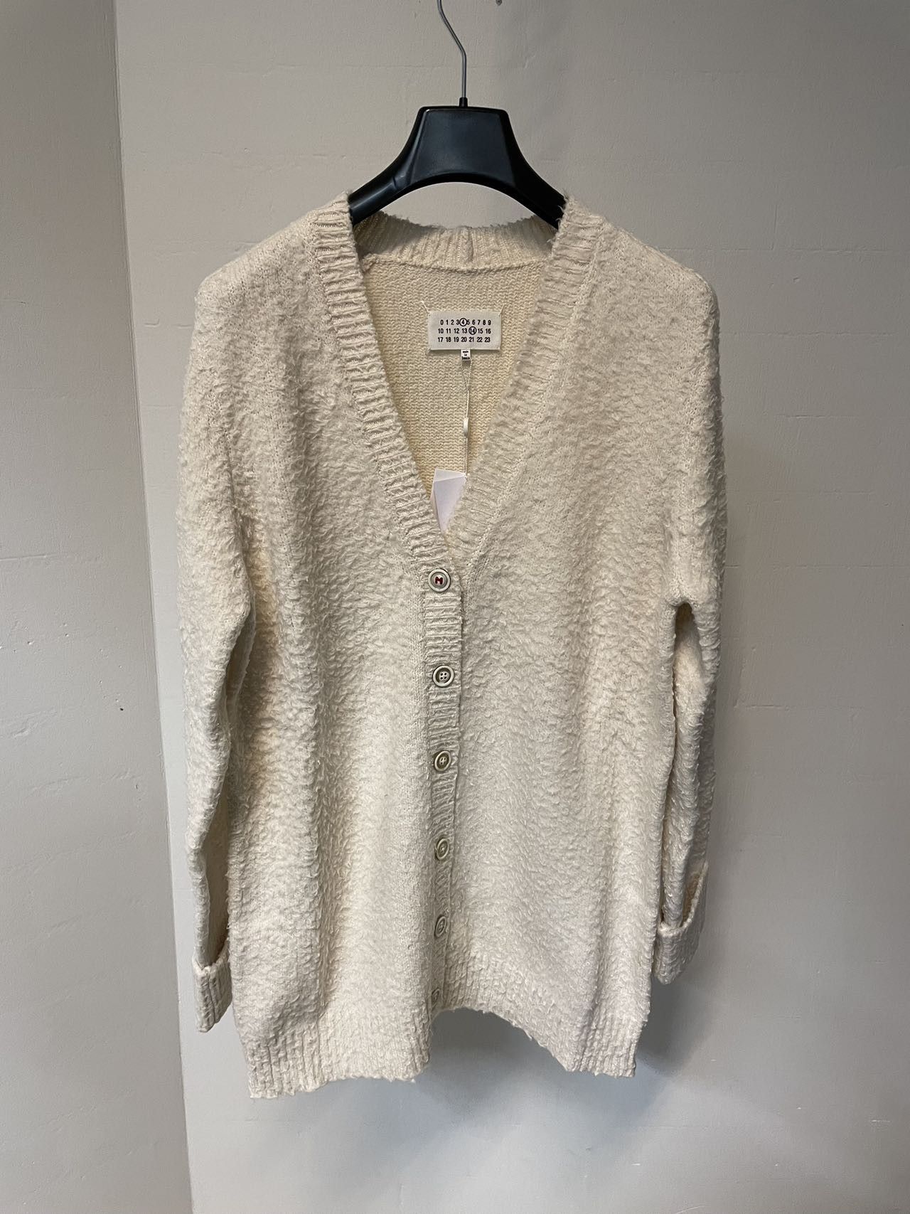 image of Maison Margiela Oversized Piled Cardigan in White, Women's (Size Small)