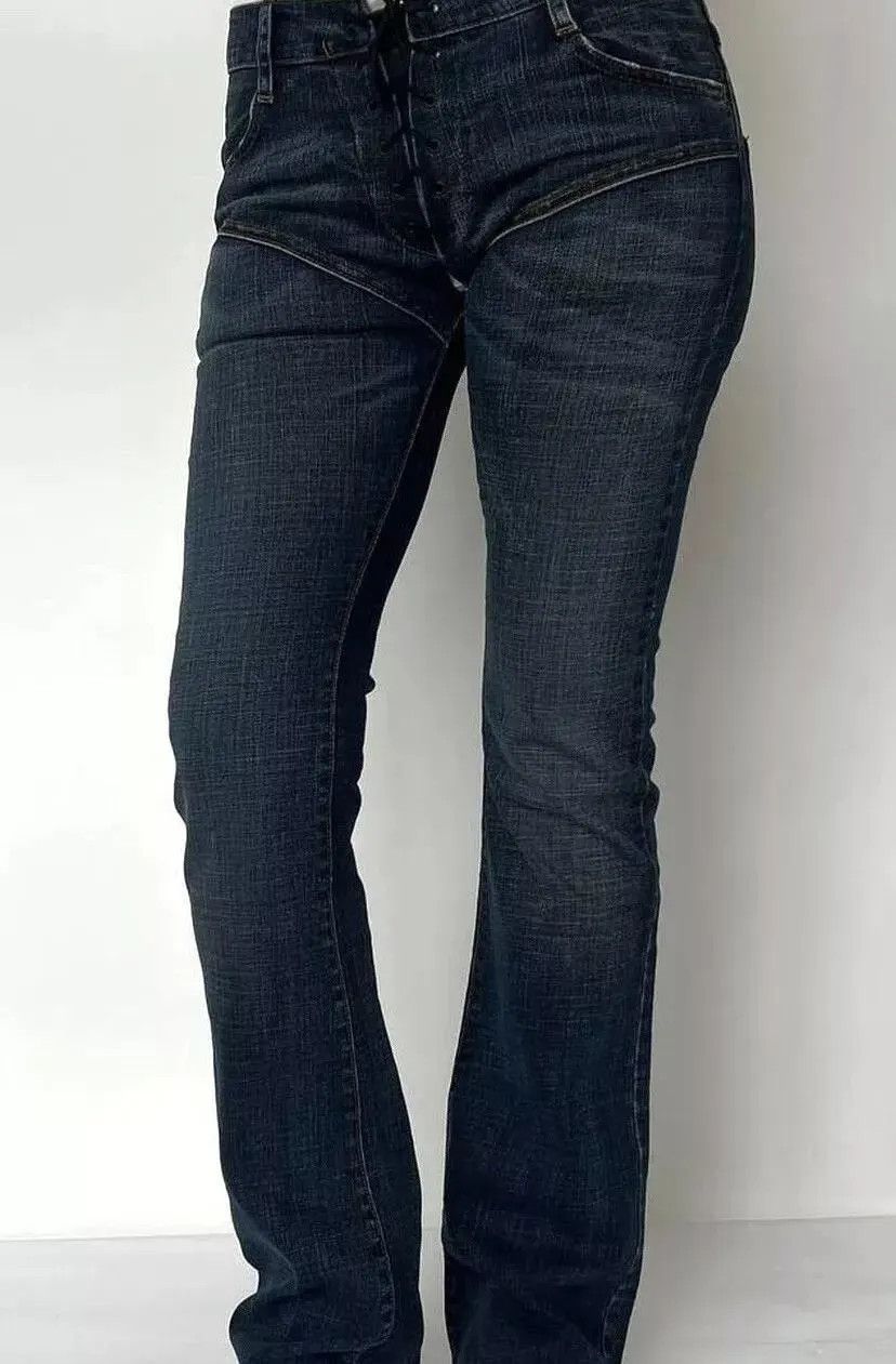 Michiko Koshino Y2K Michiko Koshino Lace-Up Bootcut Jeans | Size 28 Size 28" / US 6 / IT 42 - 2 Thumbnail
