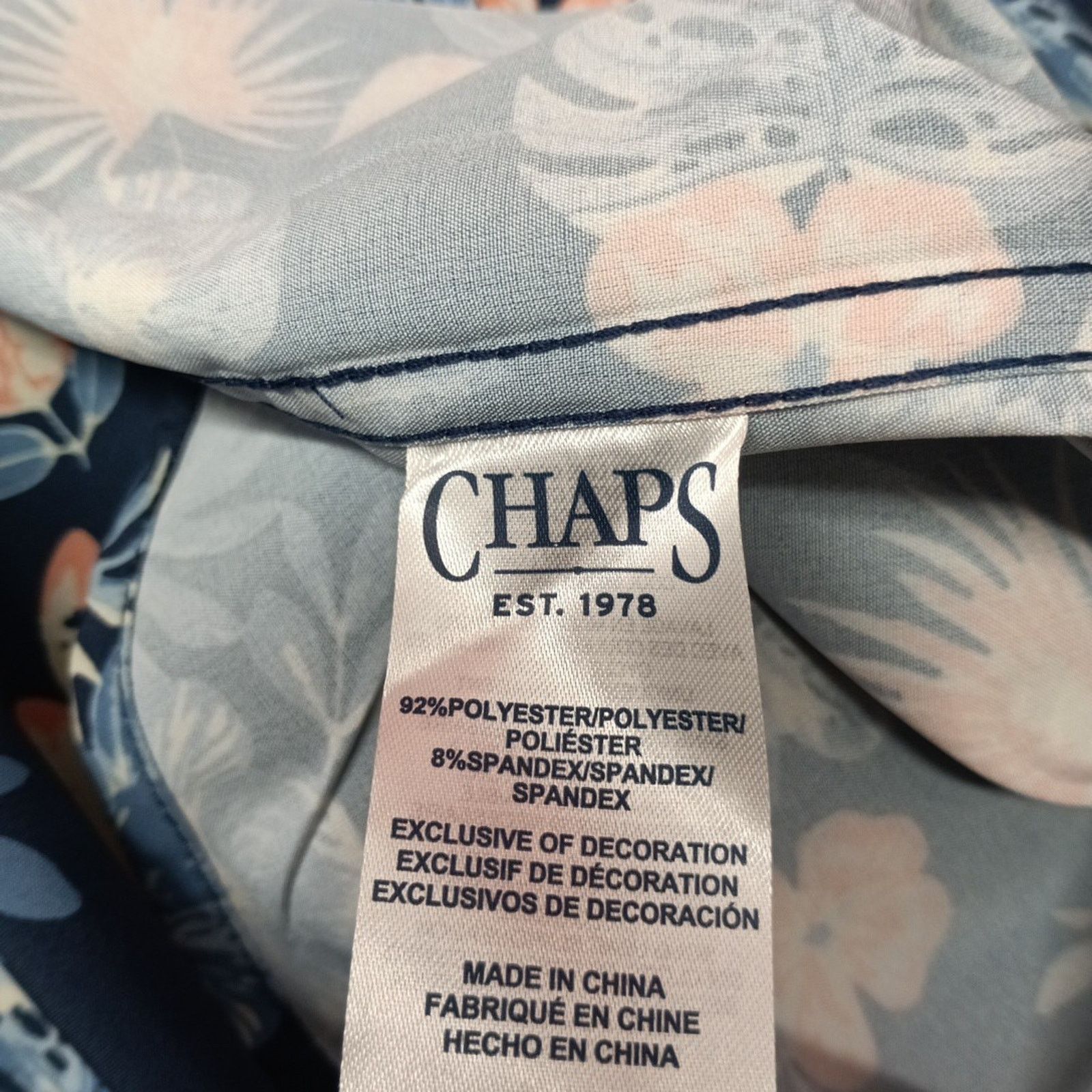 Chaps Chaps Woven Shirt Men's Size 2XL Blue Floral Stretch UPF 50 Size US XXL / EU 58 / 5 - 7 Thumbnail
