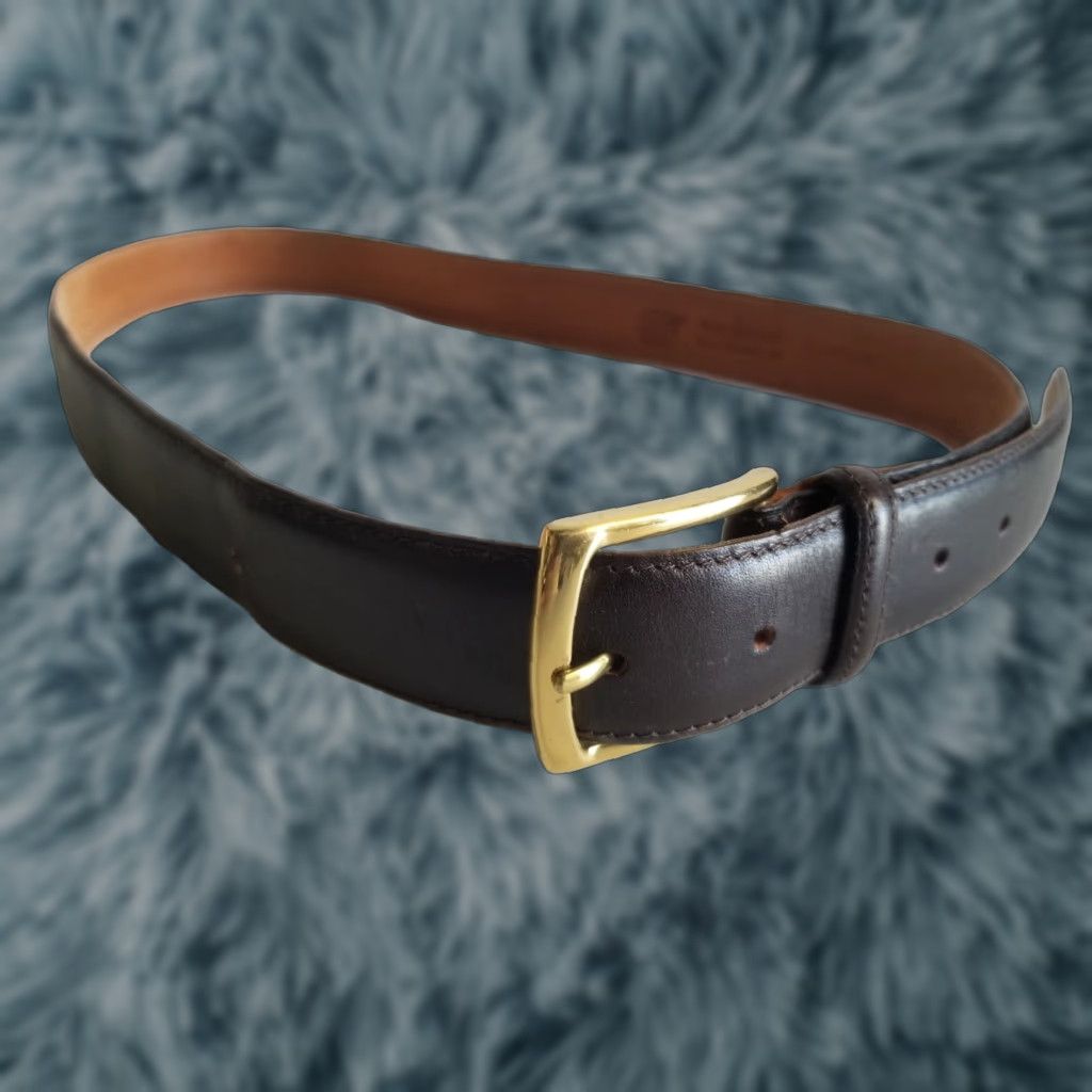 CO Roma Belt Co Belt Regular Large Brown Leather Stainless Buckle Men Dress Work Made in England Size ONE SIZE - 1 Thumbnail