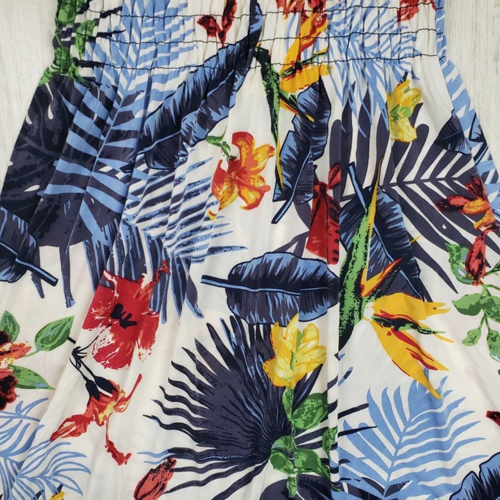 Other NWT Ace Fashions White Tropical Smocked Sundress Large Size L / US 10 / IT 46 - 4 Thumbnail