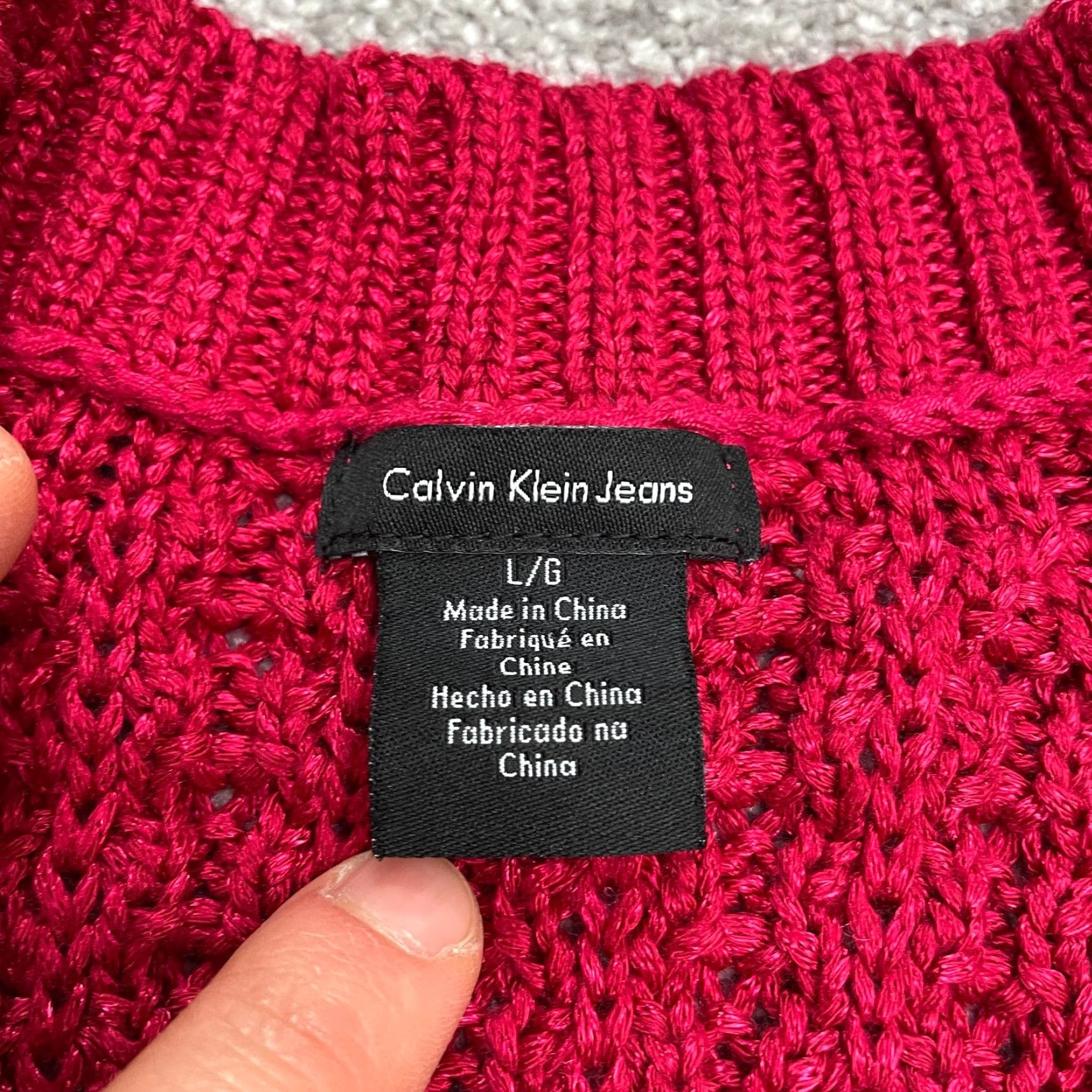 Calvin Klein Calvin Klein Jeans Women's L Red Chunky Pullover Sweater Scoop Neck Acrylic Size L / US 10 / IT 46 - 5 Thumbnail