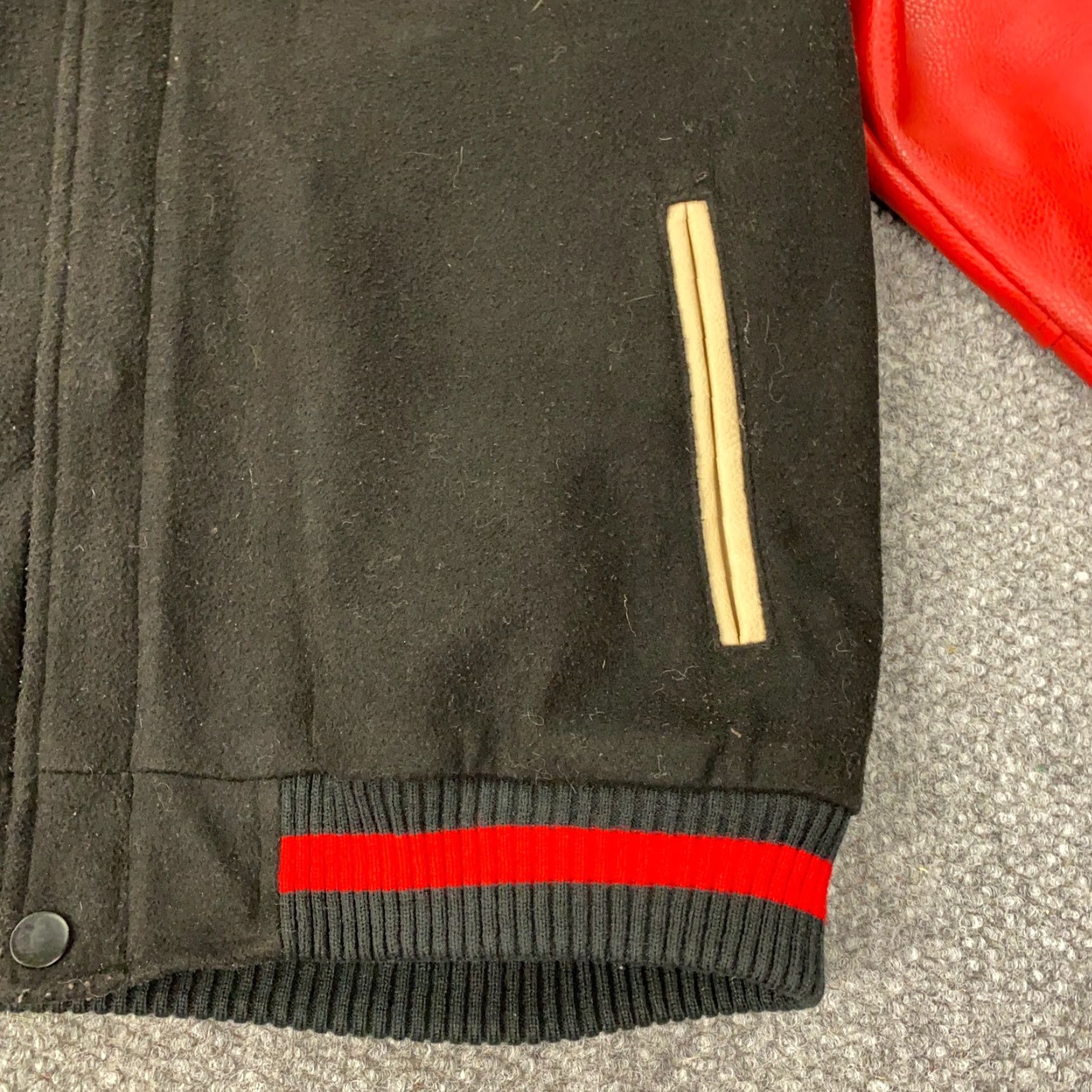 Hudson Hudson Varsity Jacket Mens XL Black Panda 90s College Designer Hip Hop Sports Embroidered Pockets Zip Short Coat/Outerwear Size US XL / EU 56 / 4 - 5 Thumbnail