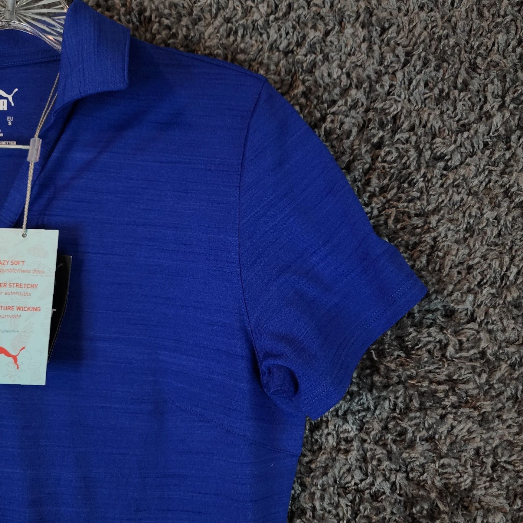 Puma VINTAGE PUMA Women's Polo Top Activewear V-Neck Dry Cell Blue Size Small Women Size S / US 4 / IT 40 - 3 Thumbnail