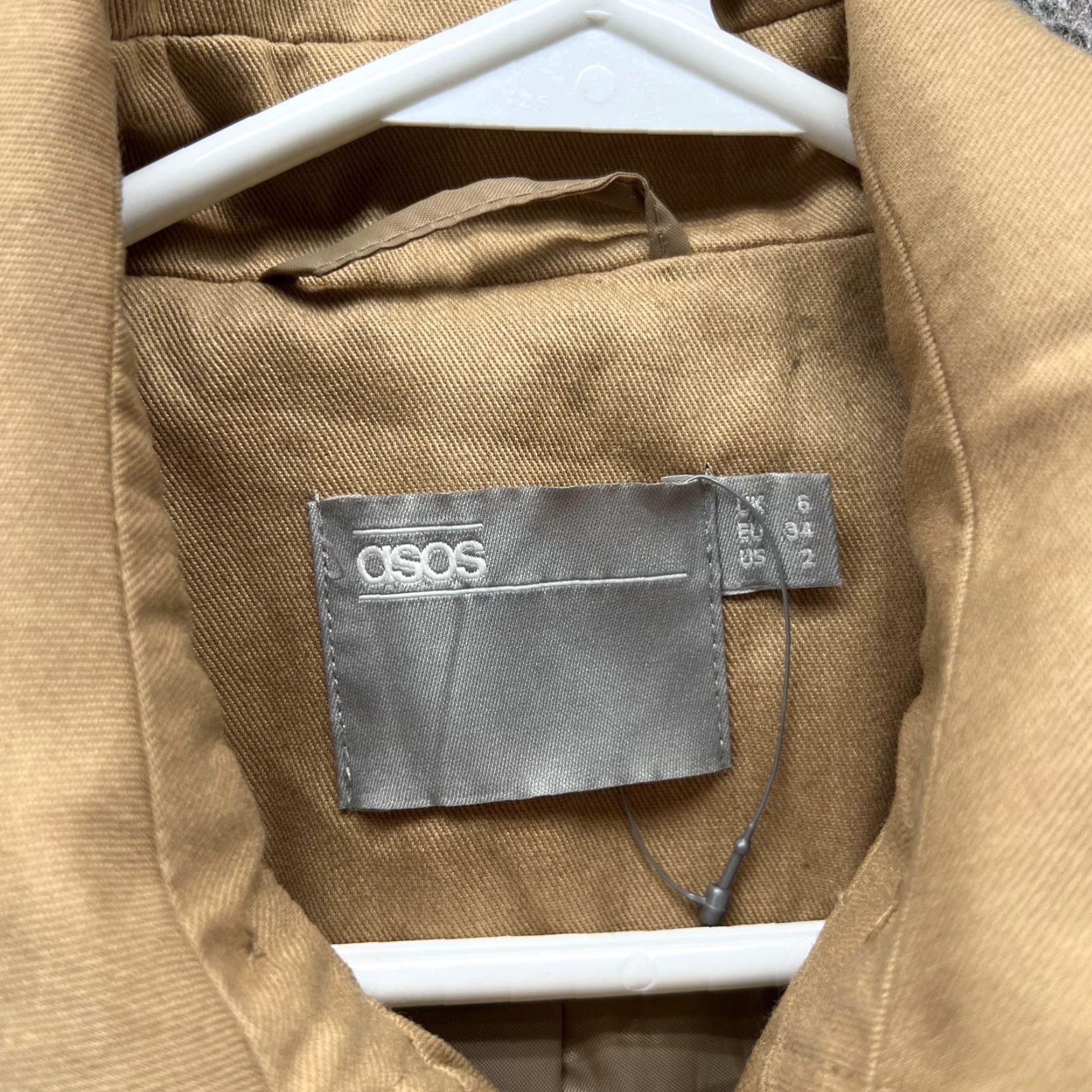 Asos ASOS Trench Coat Womens 2 Beige Cotton Twill Double Breasted Belted Classic Size XS / US 0-2 / IT 36-38 - 6 Thumbnail