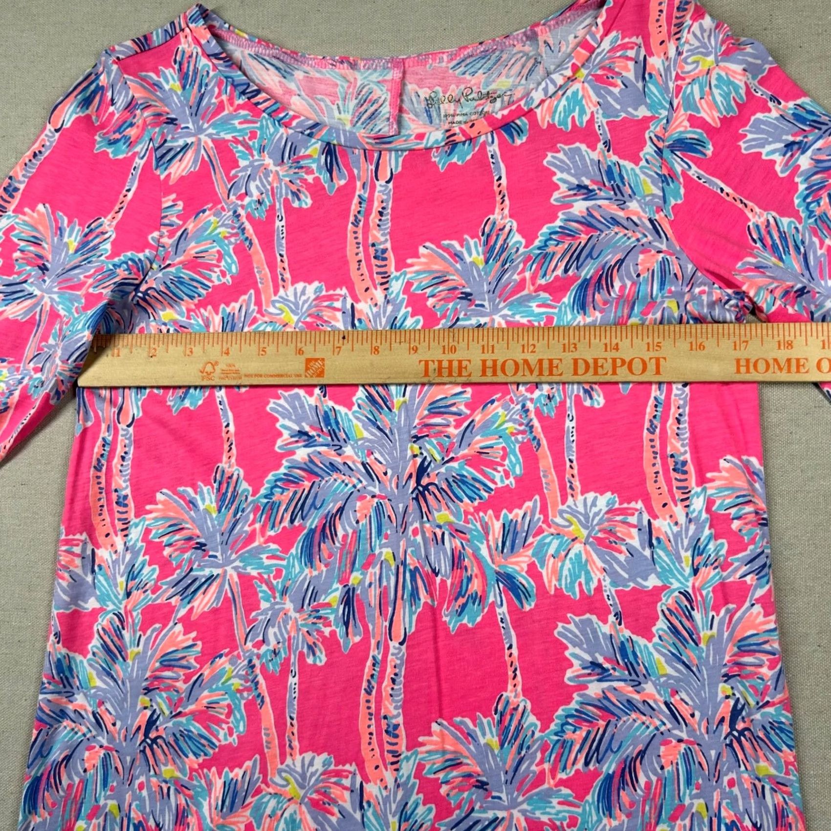 Lilly Pulitzer VINTAGE Lilly Pulitzer Dress Womens M A-Line Mini Tropical Palm Trees Boat Neck Pima Size M / US 6-8 / IT 42-44 - 7 Thumbnail