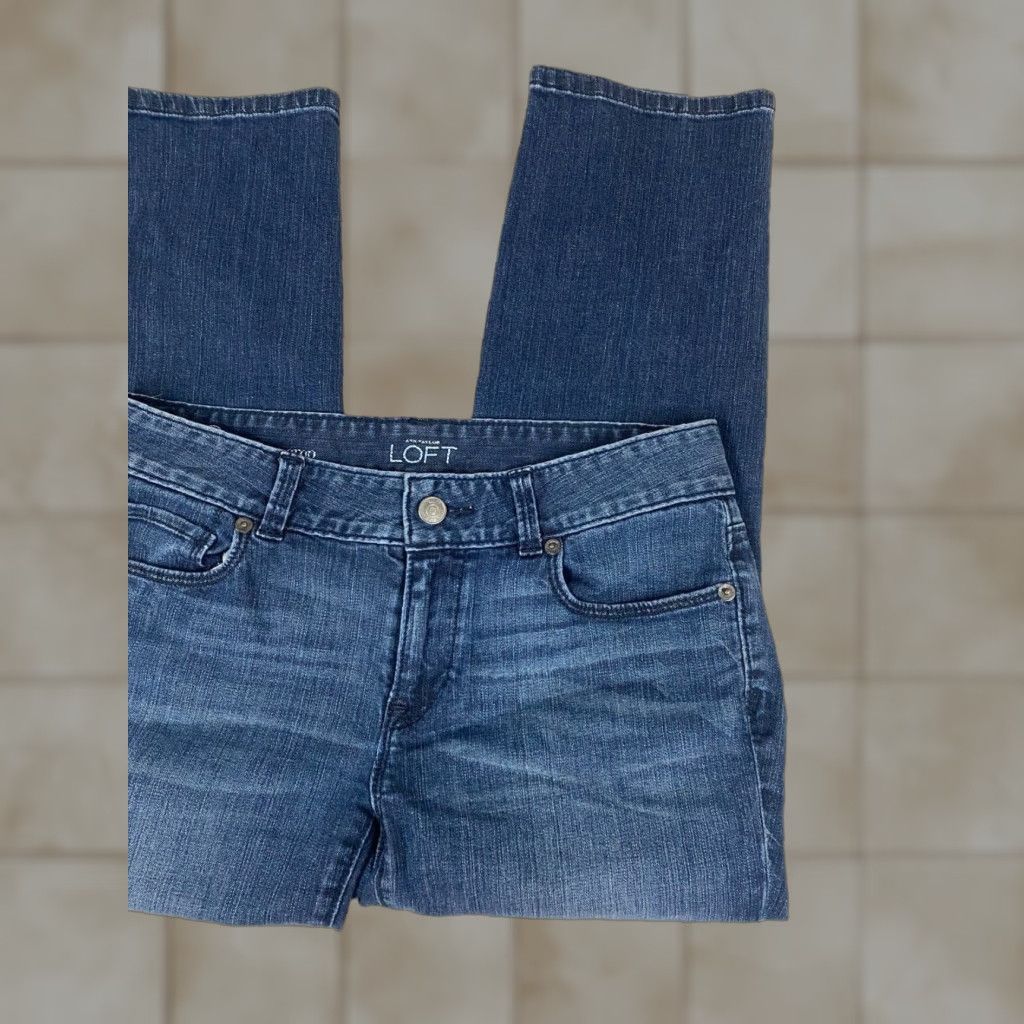 Loft LOFT Jeans Crop 2 Blue Denim Women Regular Cotton Blend Zip Inseam 23 in Zipper Solid Modern Size 26" / US 2 / IT 38 - 1 Thumbnail