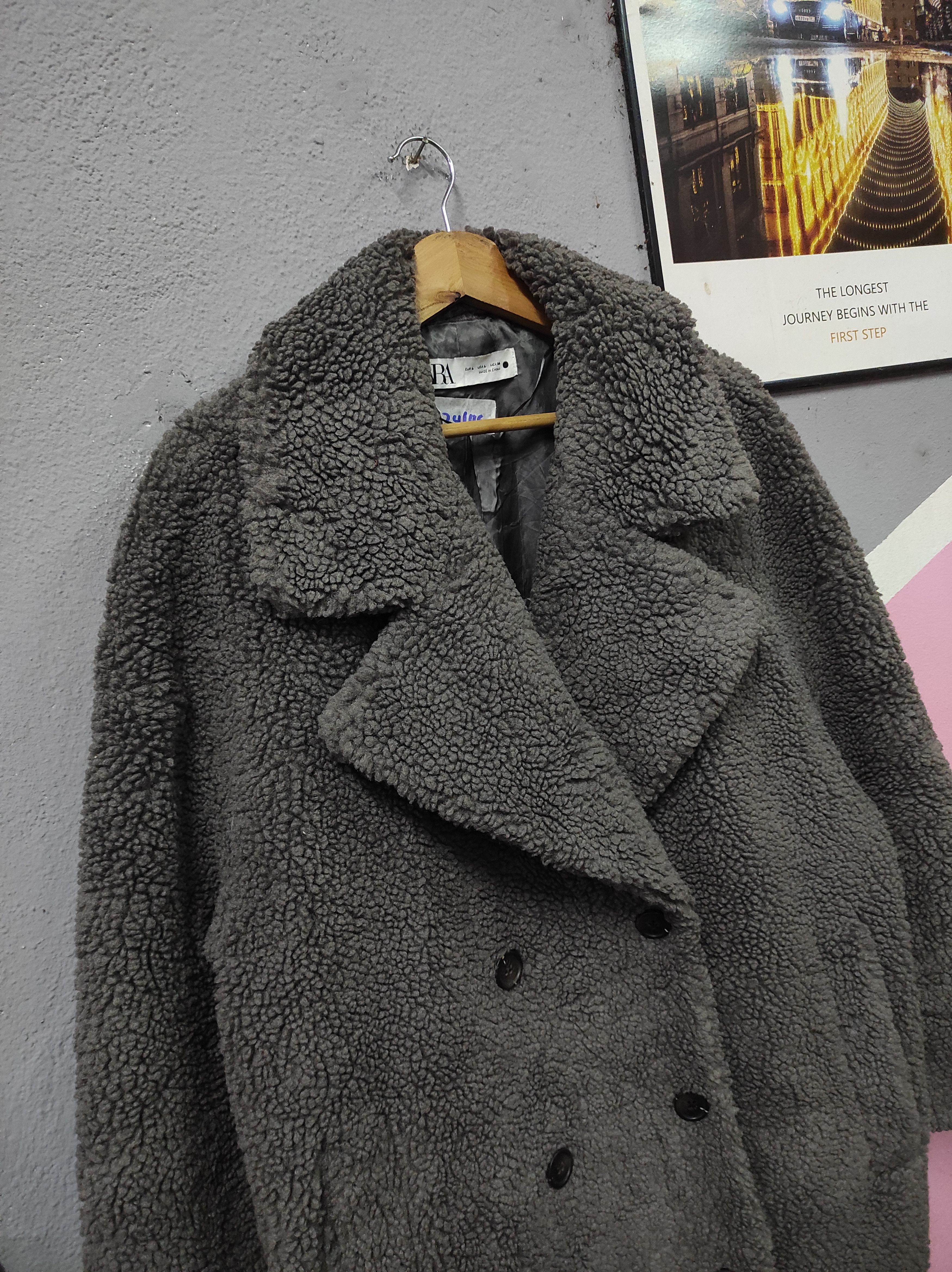 Zara ZARA COAT OVERCOAT LONG JACKET FLEECE SHERPA Size L / US 10 / IT 46 - 3 Thumbnail