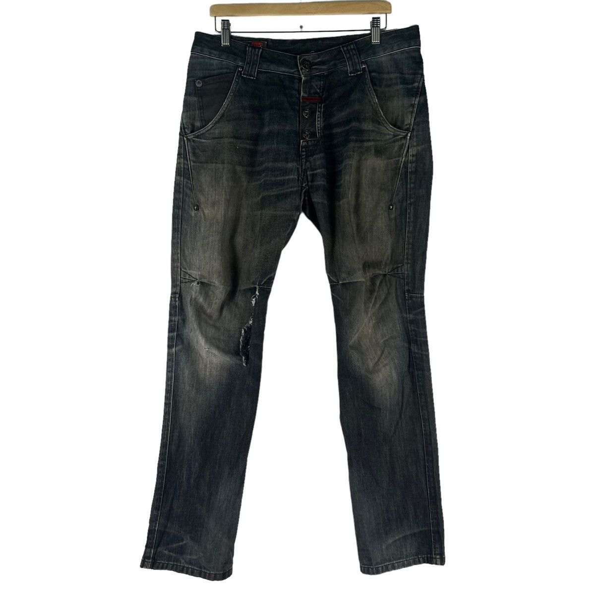 Marithe + Francois Girbaud 🔥Rare Distressed Denim Biker Jeans Marithe Francois Girbaud Size US 36 / EU 52 - 1 Thumbnail
