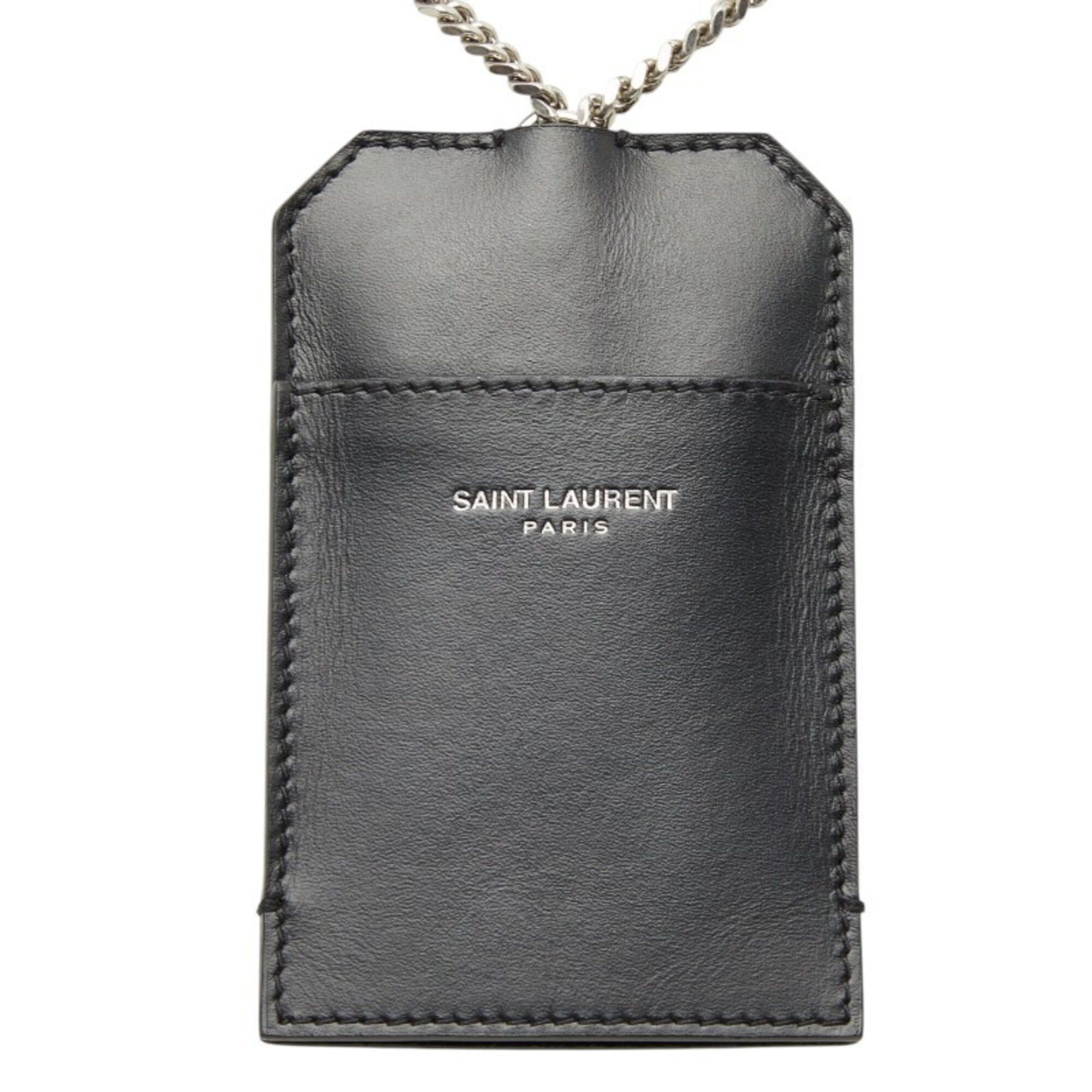 Saint Laurent Paris Saint Laurent Chain Business Card Holder/Card Case, ID Holder, Black Leather, Women's SAINT LAURENT Size ONE SIZE - 1 Thumbnail
