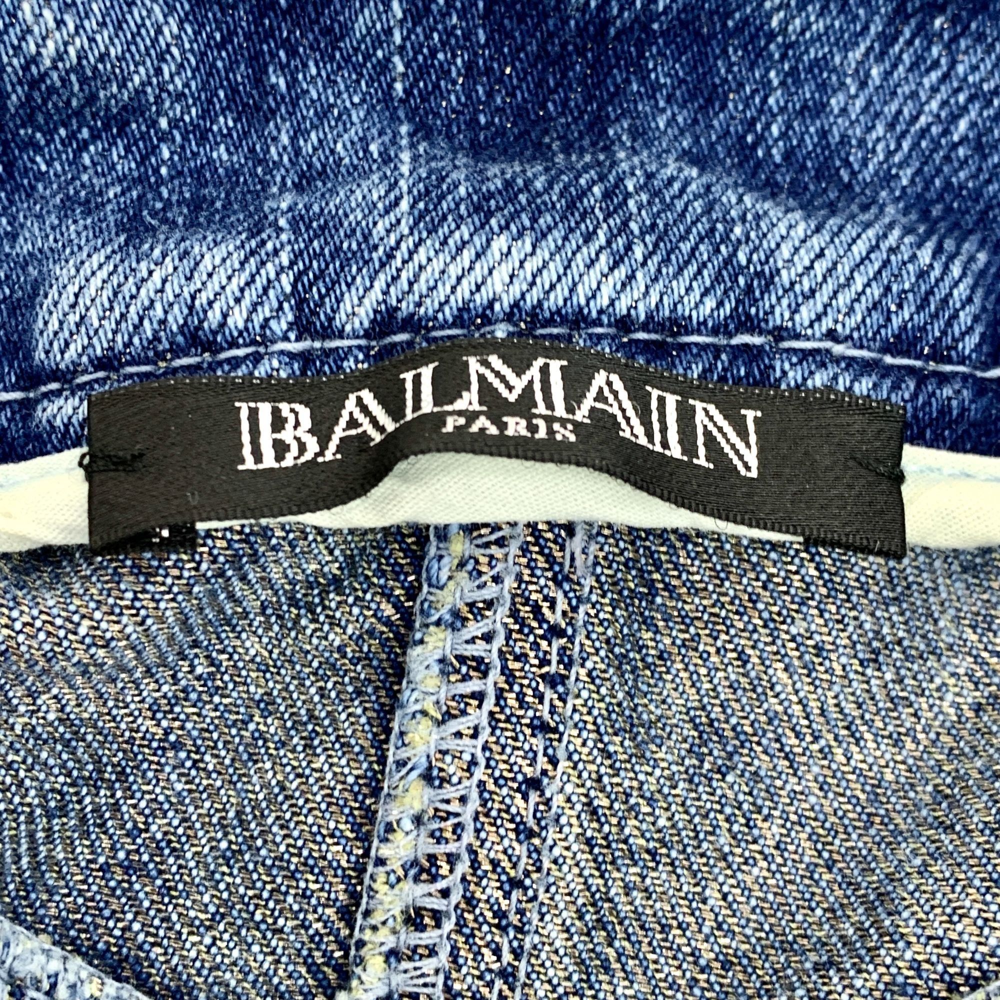 Balmain Balmain Blue Distressed Zippered Casual Denim Trousers Size Size 40" / US 18 - 10 Thumbnail