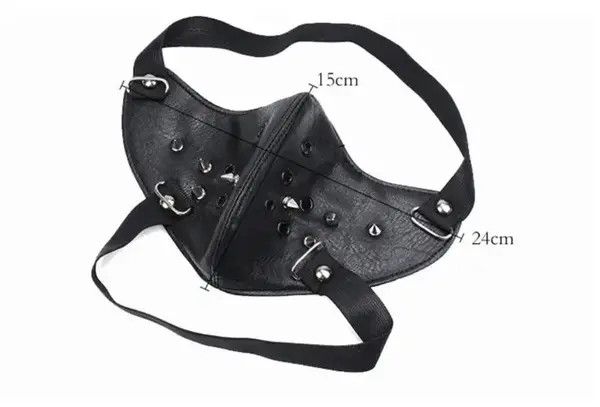 Jewelry Punk Rivet PU Leather Adjustable Face Mask Size ONE SIZE - 2 Thumbnail