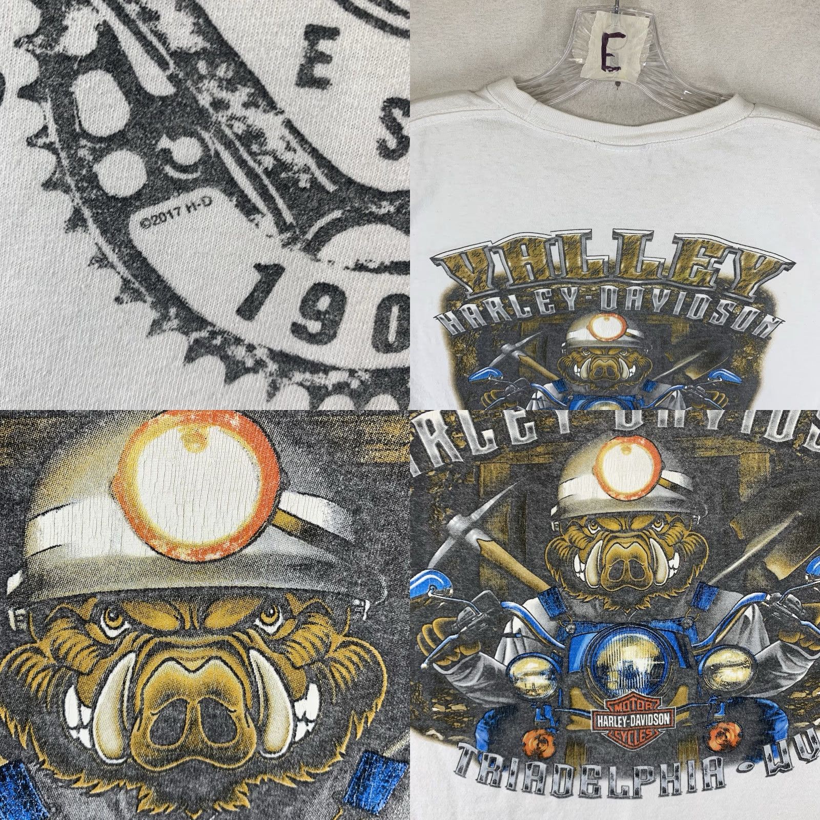 Harley Davidson Harley-Davidson Men T-Shirt Large White Biker Motorcycle Coal Miner 2000s Y2K Size US L / EU 52-54 / 3 - 8 Thumbnail