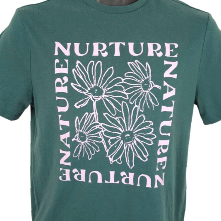 Vintage Nurture Nature T Shirt Mens Small Green Floral Flowers Shirt Size US S / EU 44-46 / 1 - 2 Thumbnail