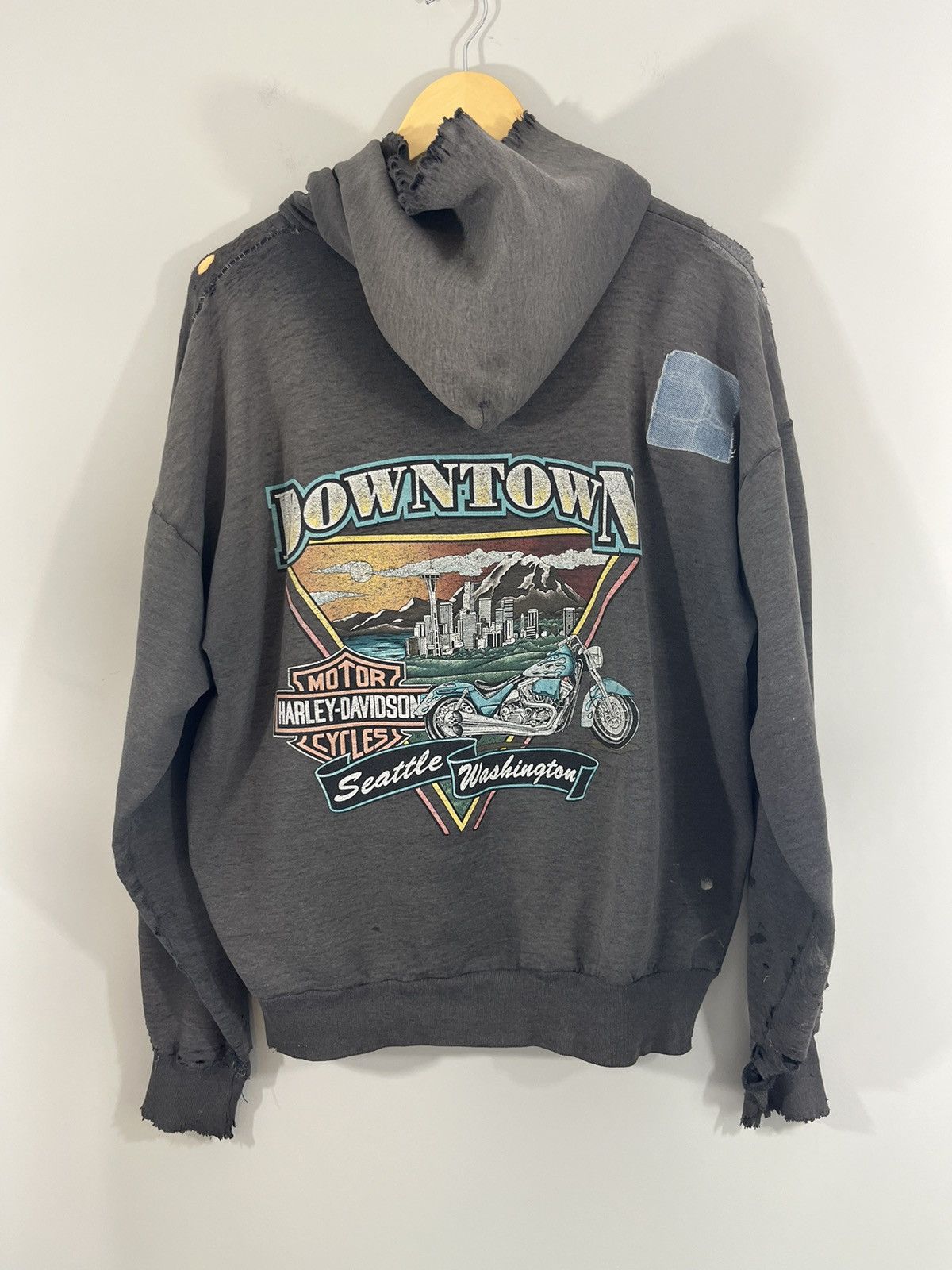 Harley Davidson Thrashed Harley Davidson Patched Custom Distressed Hoodie Size US XL / EU 56 / 4 - 9 Thumbnail