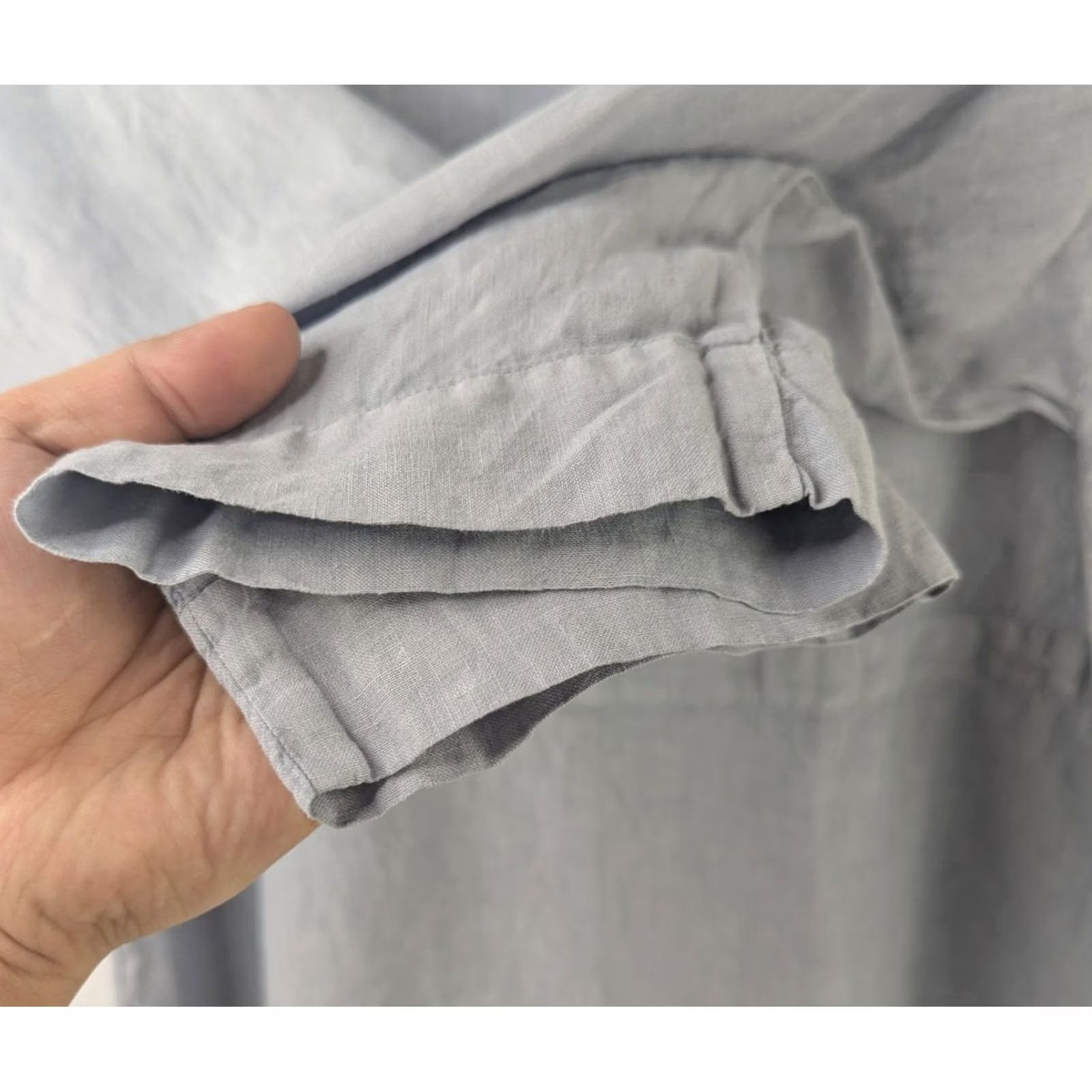 Eileen Fisher Eileen Fisher Blouse Linen Boxy Handkerchief 3/4 Sleeve Light Blue M Womens Tunic Top Size M / US 6-8 / IT 42-44 - 2 Thumbnail