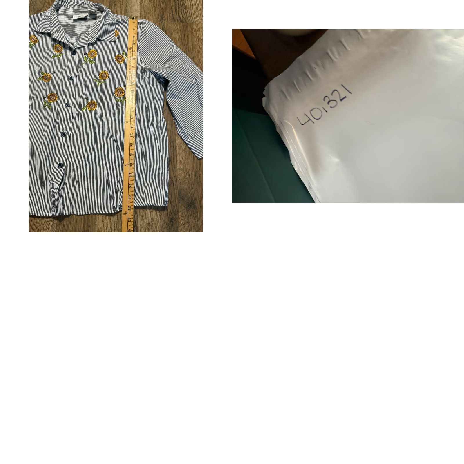 Sunflower Breckenridge Shirt Women's PL White Black Striped Sunflower Embroider Button Up Size L / US 10 / IT 46 - 8 Thumbnail