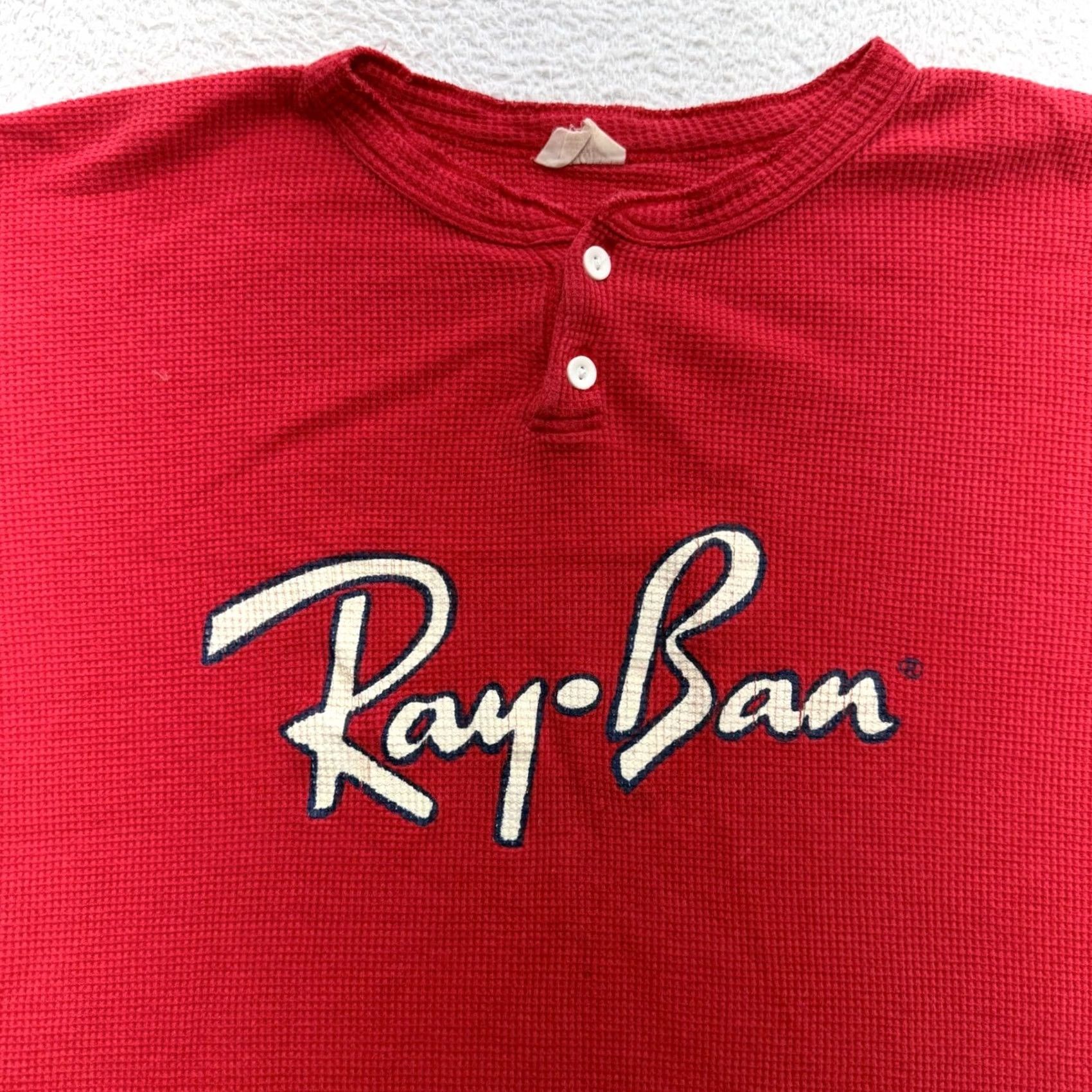 Vintage VINTAGE Ray-Ban Red Waffle Knit Thermal Henley Shirt Oversized 90s Logo Canada Mens XL Grunge Streetwear Logo Embroidered Short Sleeve 1990s Victory Size US XL / EU 56 / 4 - 2 Thumbnail