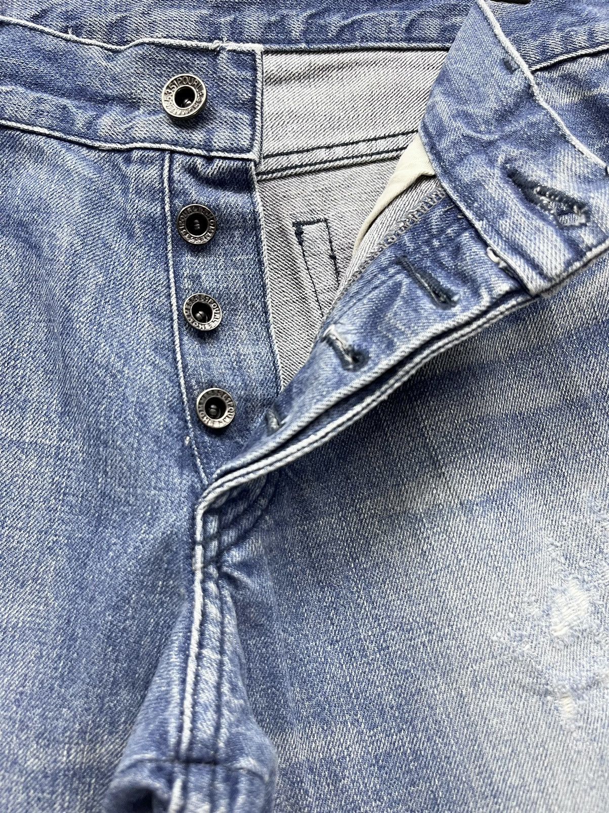 5351 POUR LES HOMMES STEALS💥VINTAGE 5351 HOMMES Distressed Spliced Studded Flare Size 31" - 17 Thumbnail