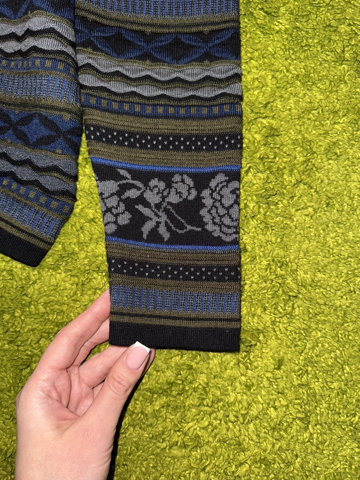 Designer Oleana wool silk blend avant garde striped cardigan sweater Size M / US 6-8 / IT 42-44 - 3 Thumbnail
