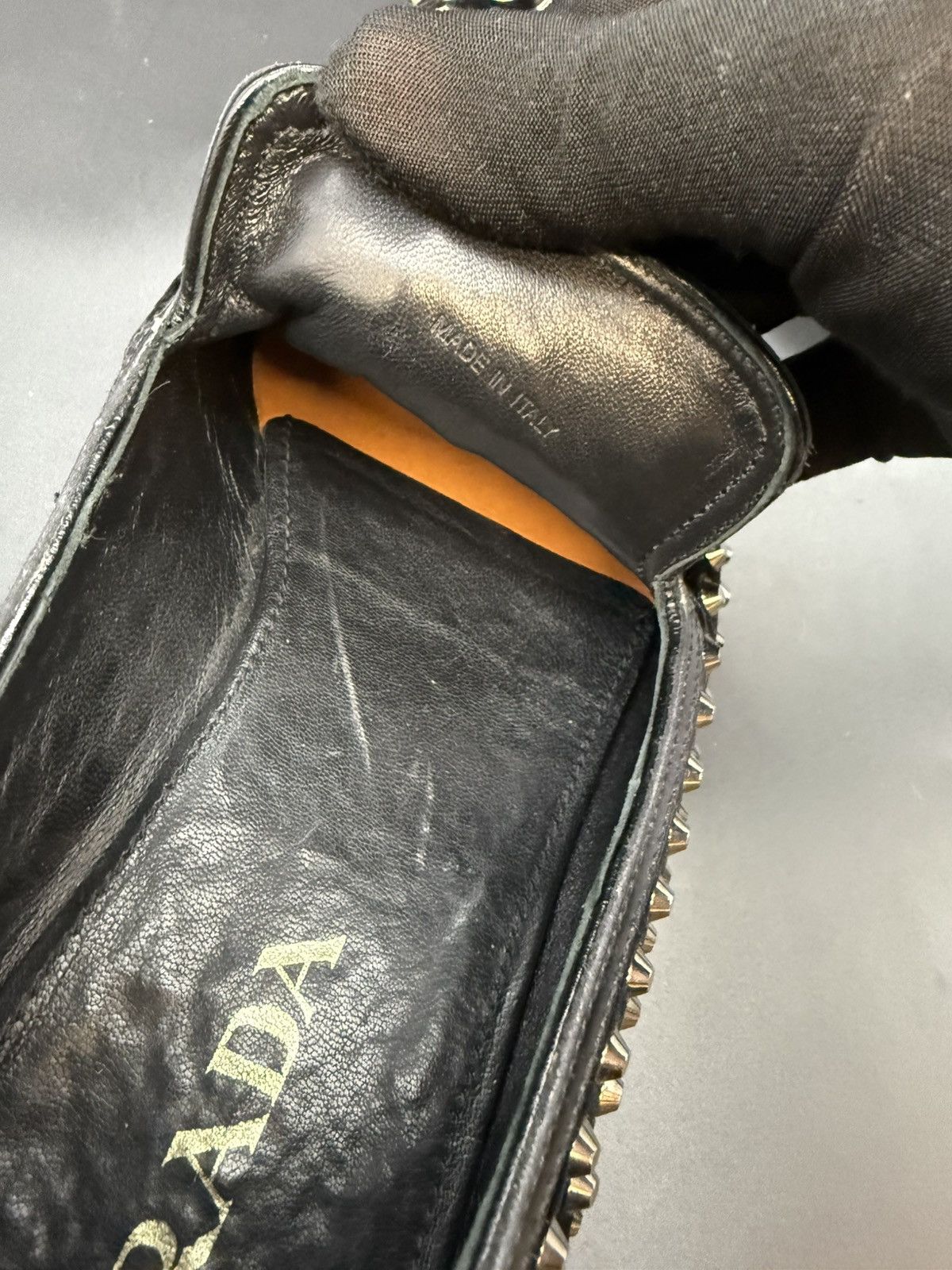 Prada PRADA Velluto Stud Smoking Loafer Black Velvet-Silver Studs Size US 11 / EU 44 - 14 Thumbnail