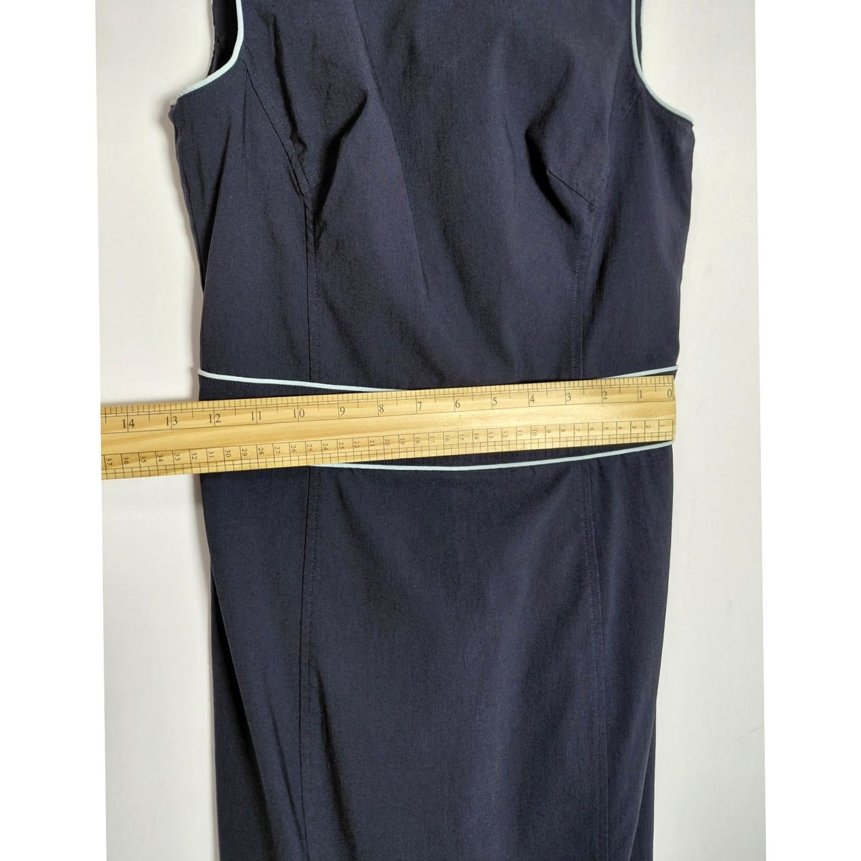 Express EXPRESS STRETCH Navy Dress Solid Sleeveless Knee Length Women Size 4 Size S / US 4 / IT 40 - 7 Thumbnail