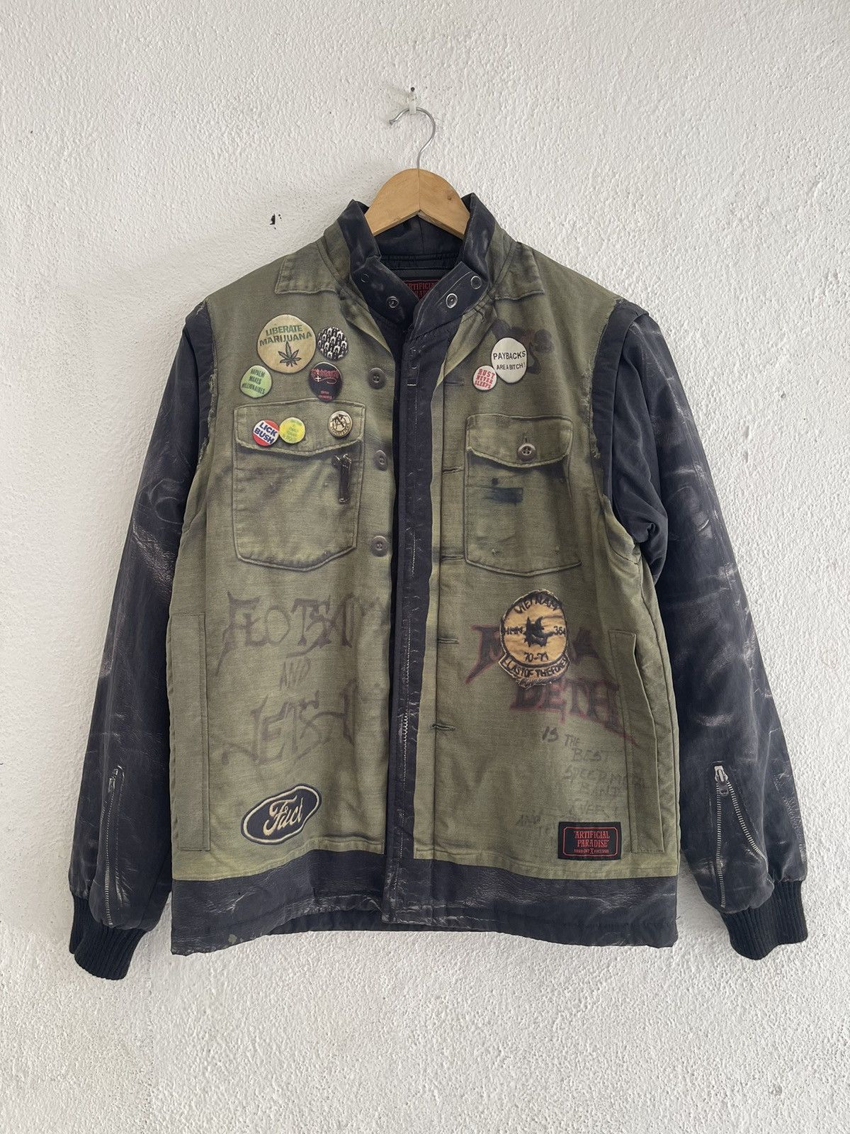 image of Fuct Ssdd X Neighborhood Nhfu Battle Jacket in Black, Men's (Size Medium)