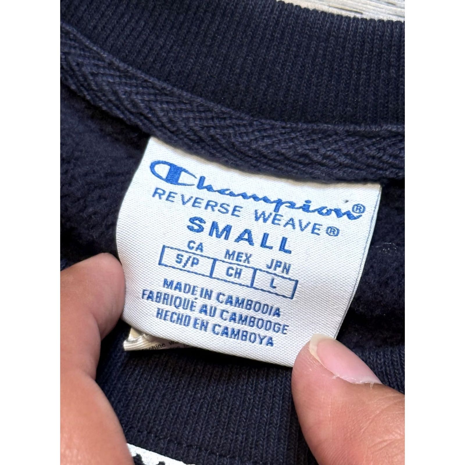 Champion Champion Shirt Womens S Blue Sweatshirt Reverse Weave Allover Logo Cropped Crewneck Size S / US 4 / IT 40 - 4 Thumbnail