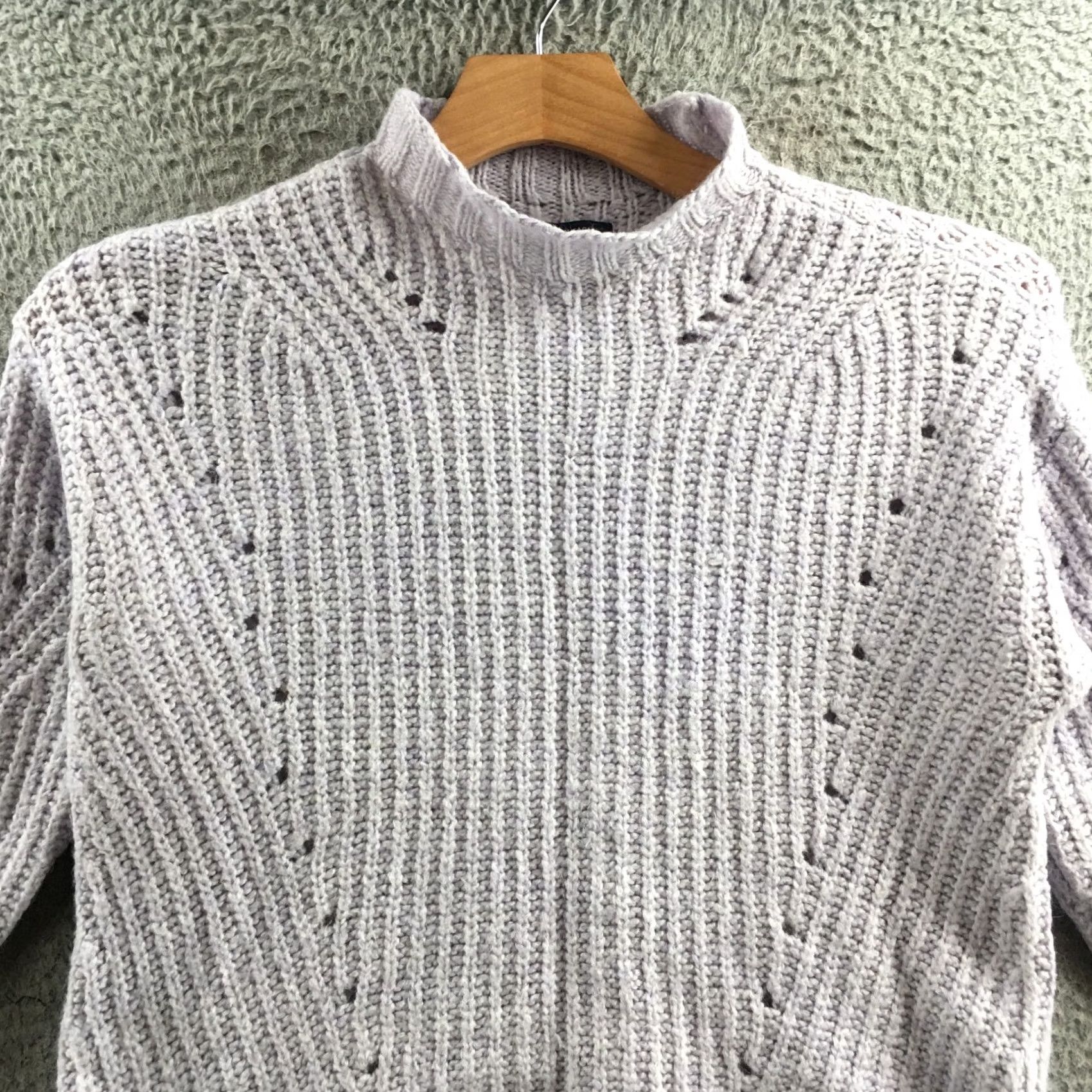 American Eagle Outfitters American Eagle Outfitters Sweater Womens M Lavender Gray Ribbed Knit Mock Neck Pullover Size M / US 6-8 / IT 42-44 - 2 Thumbnail