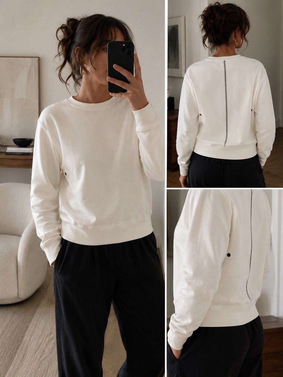 Rag & Bone Rag & Bone Sweatshirt Womens M White Fleece Lined Crewneck Size M / US 6-8 / IT 42-44 - 2 Thumbnail