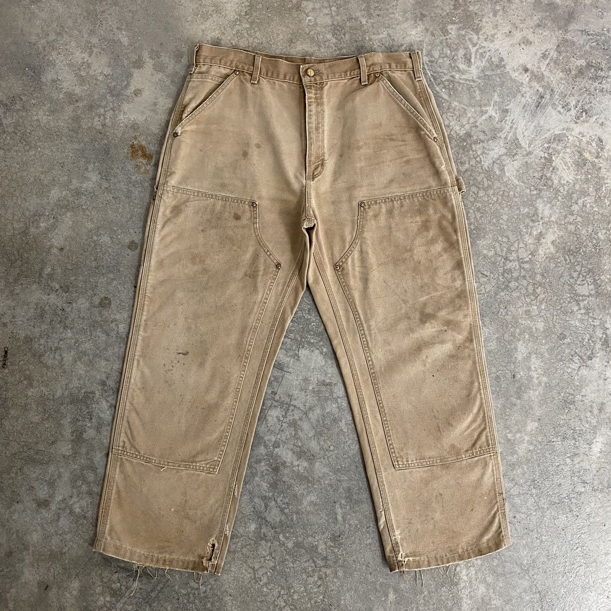 Carhartt Vintage Carhartt Double Knee Faded Tan Carpenter Pants Size US 35 - 3 Thumbnail