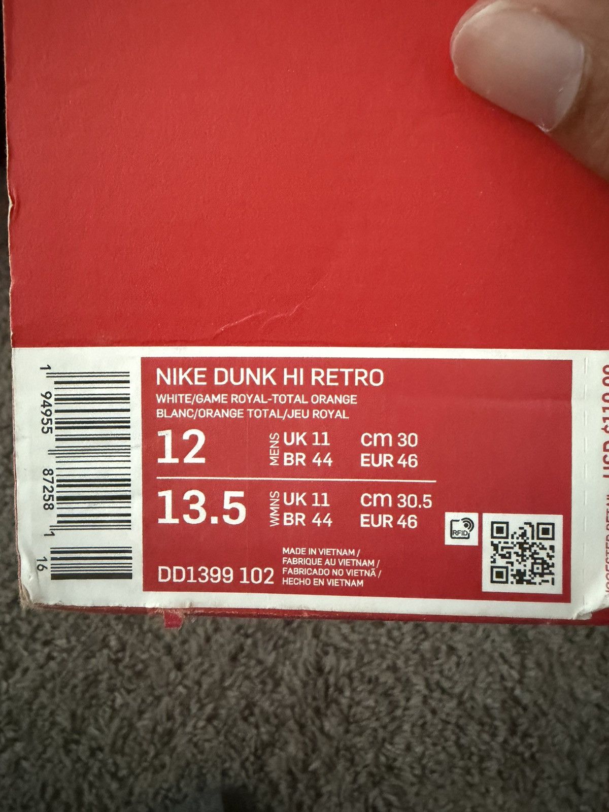 Nike Nike Dunk HI Retro Size US 12 / EU 45 - 6 Thumbnail