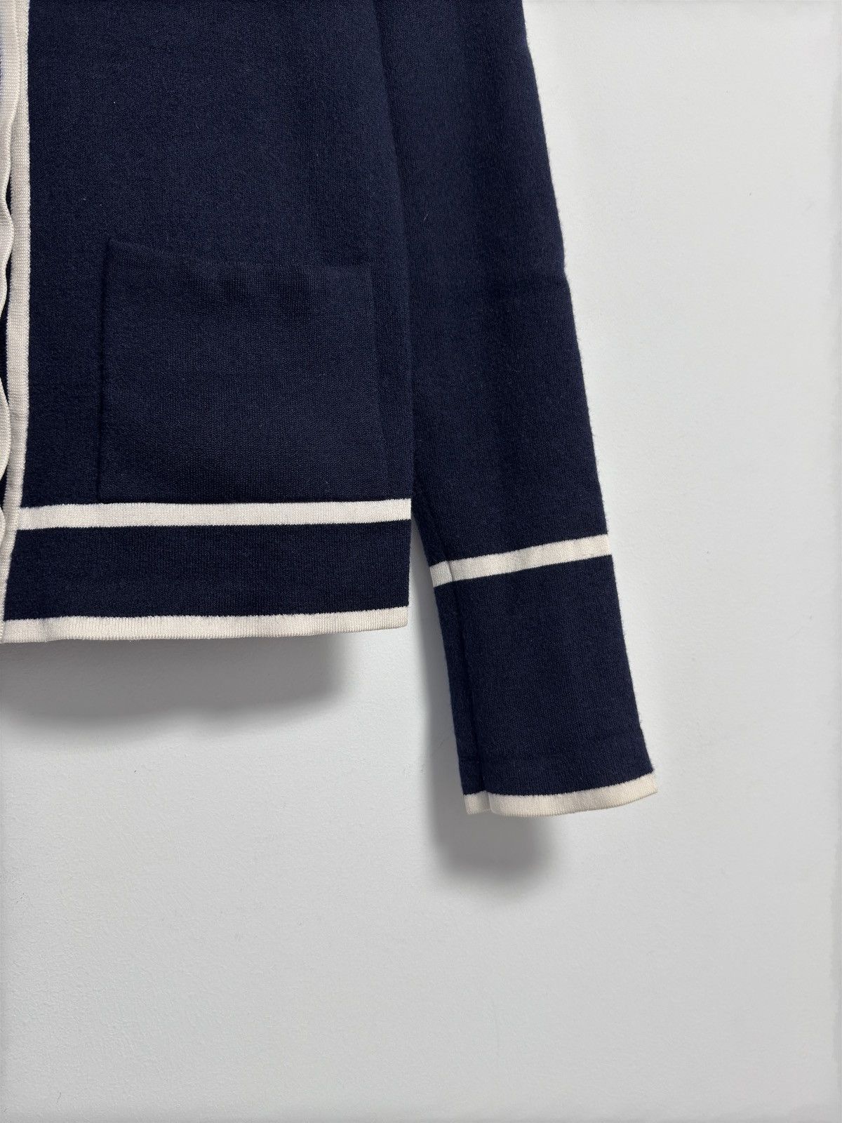 Escada ESCADA Stile Navy & White Tipped Cardigan Size Small NWT Size S / US 4 / IT 40 - 2 Thumbnail