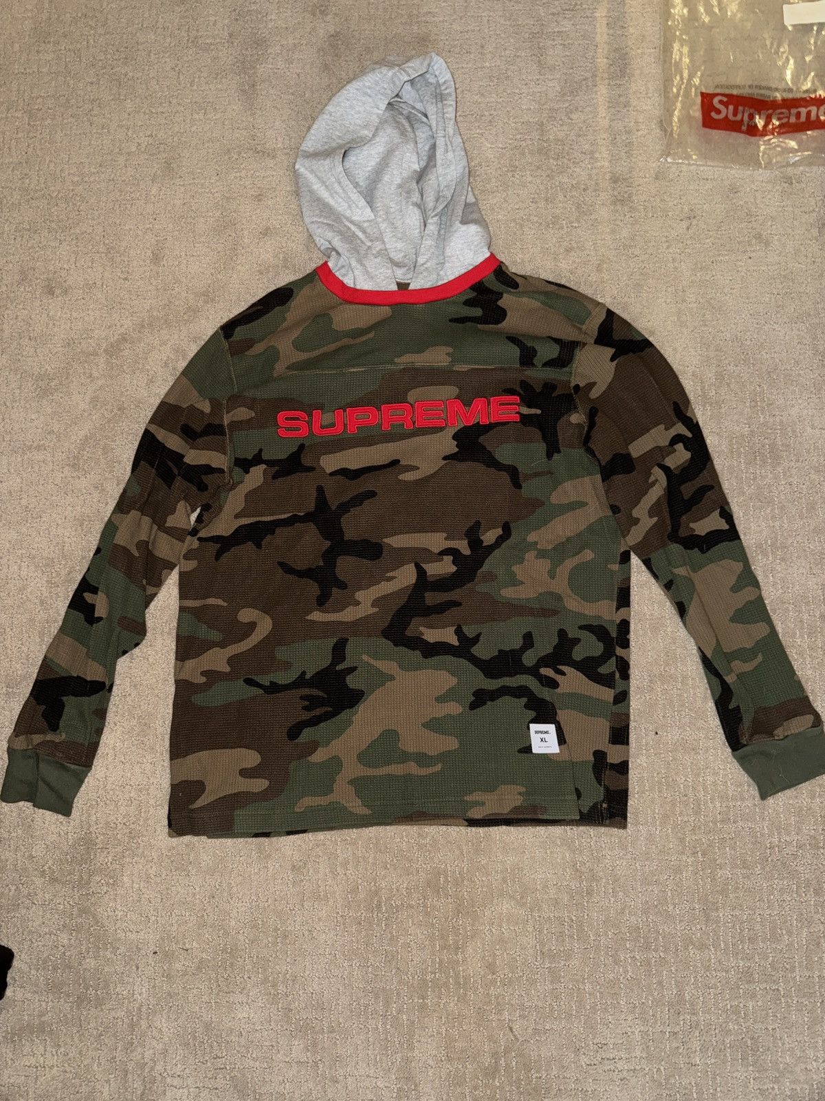 Supreme Supreme Hooded Waffle Ringer FW17 Woodland Camo XL Deadstock Size US XL / EU 56 / 4 - 8 Thumbnail