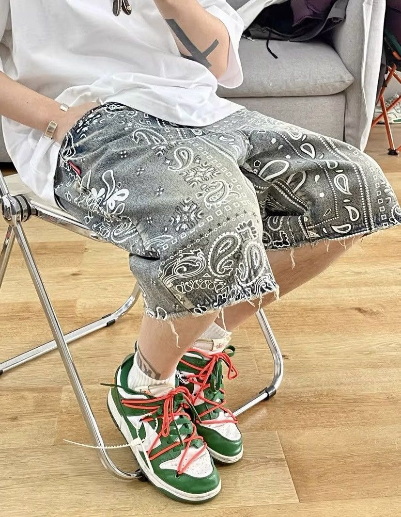 Japanese Brand × Vintage Streetwear Print Raw Edge Cargo Hip Hop Shorts Size US 34 / EU 50 - 5 Thumbnail