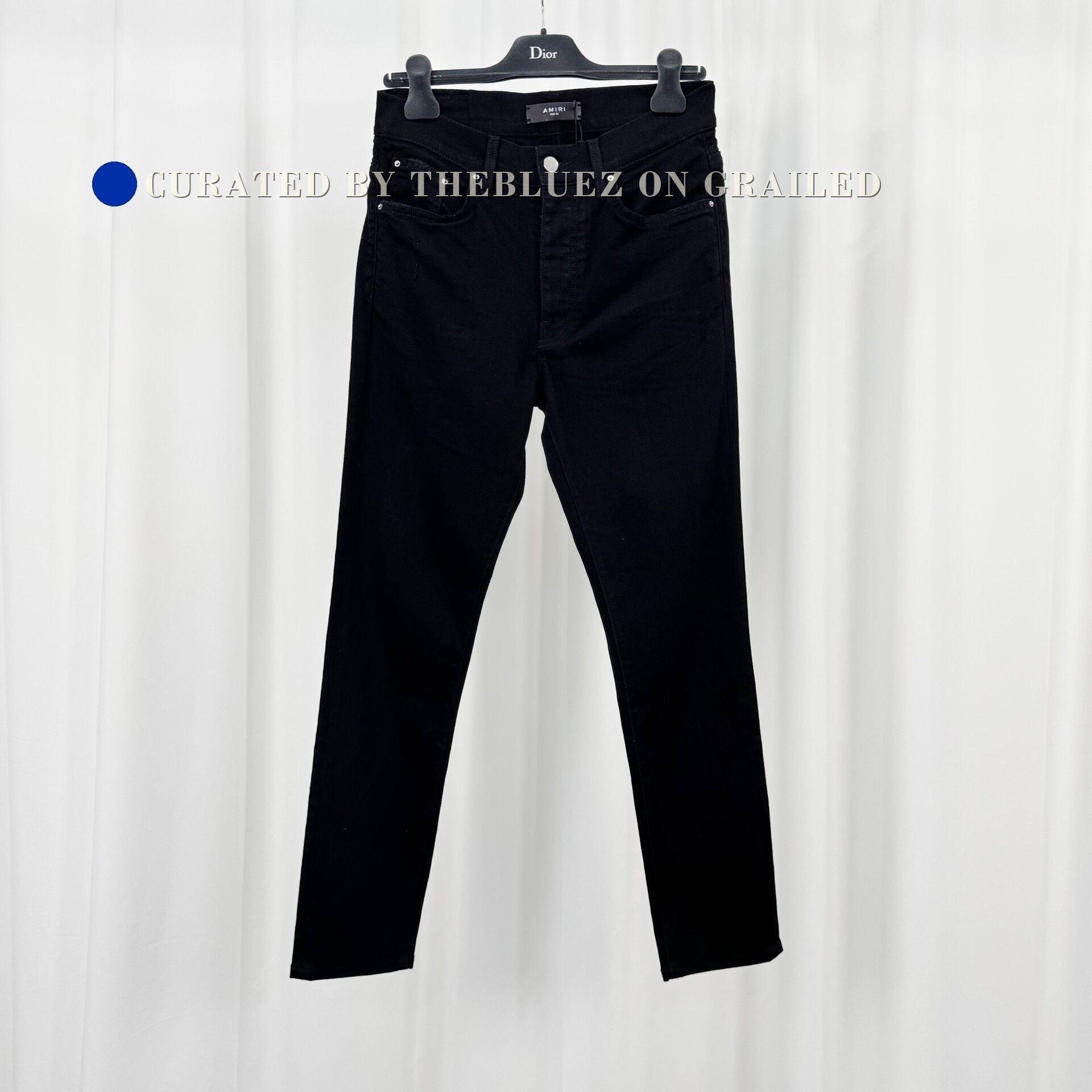 Amiri Amiri Black Washed Leather Patch Jeans Size US 32 / EU 48 - 1 Thumbnail