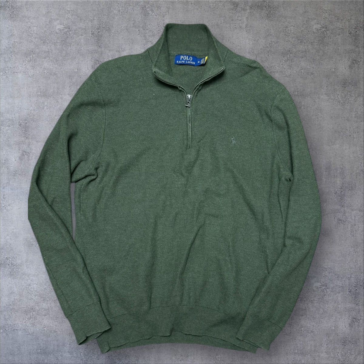 Khaki green halfzip polo Ralph Lauren size M fit L