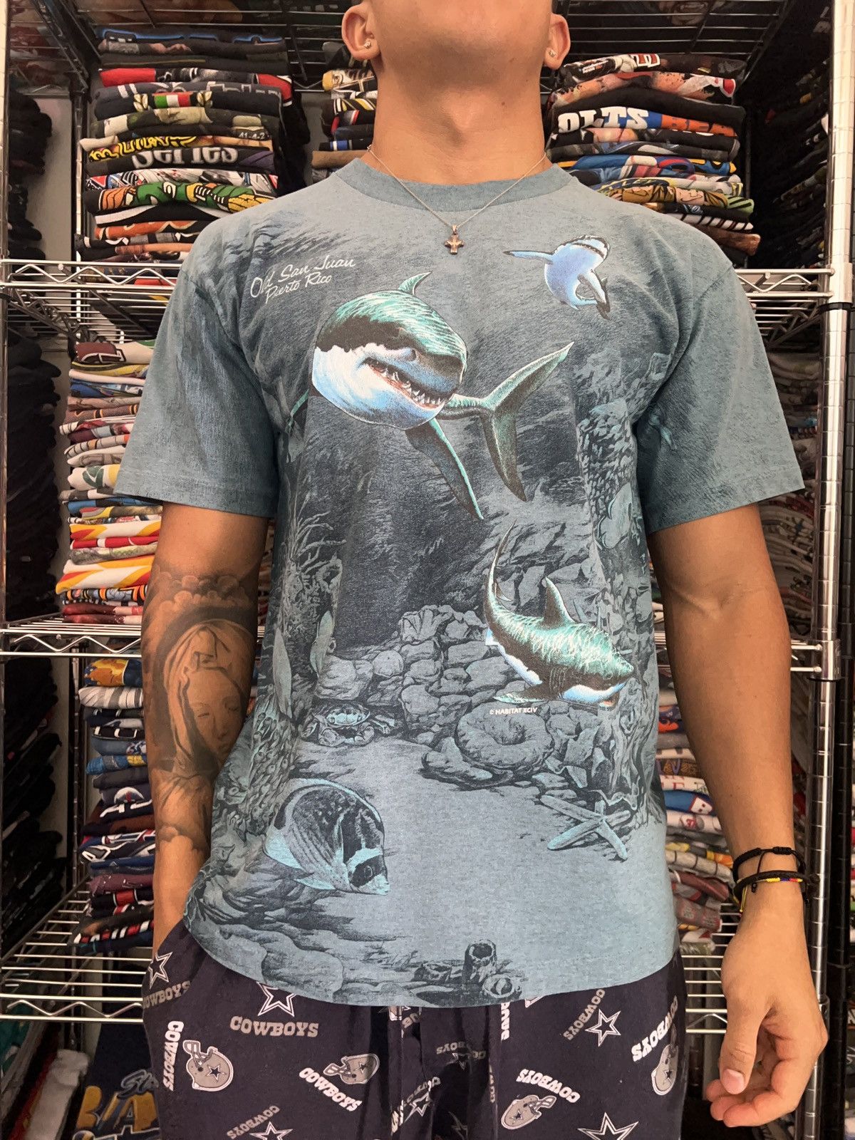 Habitat 1994 Old San Juan Puerto Rico Sharks AOP Nature Tee Size US L / EU 52-54 / 3 - 3 Thumbnail
