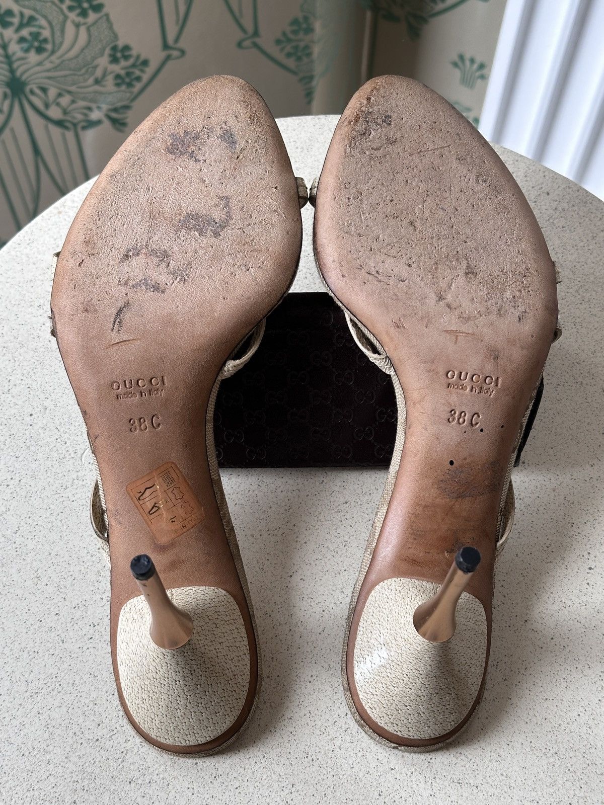 Gucci GUCCI Monogram Beige Kitten Heels Sandals Size 38,5/ 8,5 Size US 8 / IT 38 - 12 Thumbnail