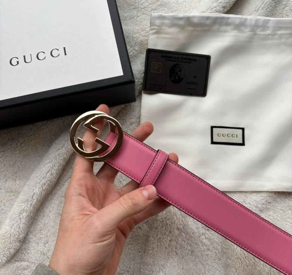 Gucci Gucci Pink / Silver Leather GG Belt Size 42 - 2 Thumbnail