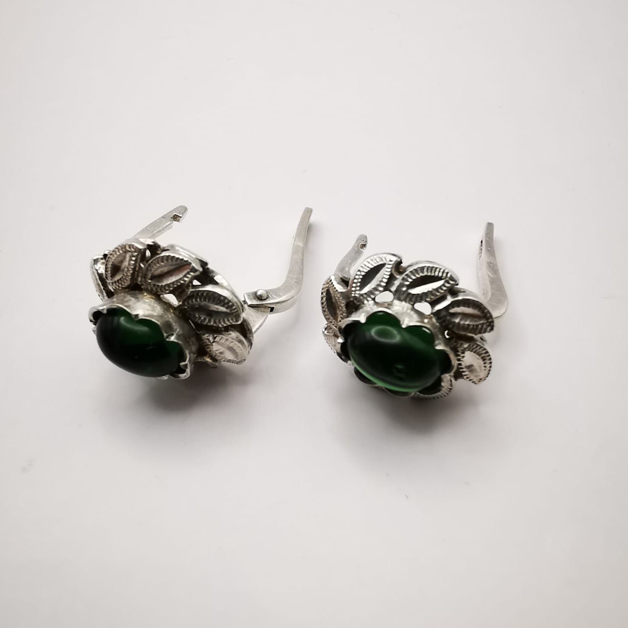 Sterling Silver × Vintage Vintage 925 Sterling Silver Earrings for Women,Green Quartz Size ONE SIZE - 6 Thumbnail