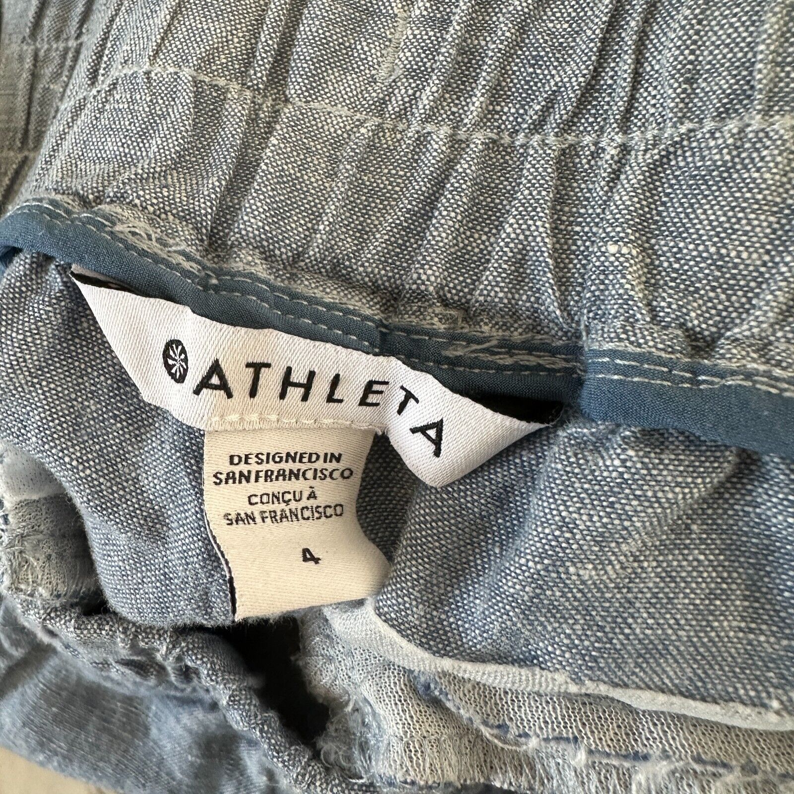 Athleta Athleta Chambray Cabo Linen Jogger Tie Waist Front Zip 4 Size 27" / US 4 / IT 40 - 8 Thumbnail