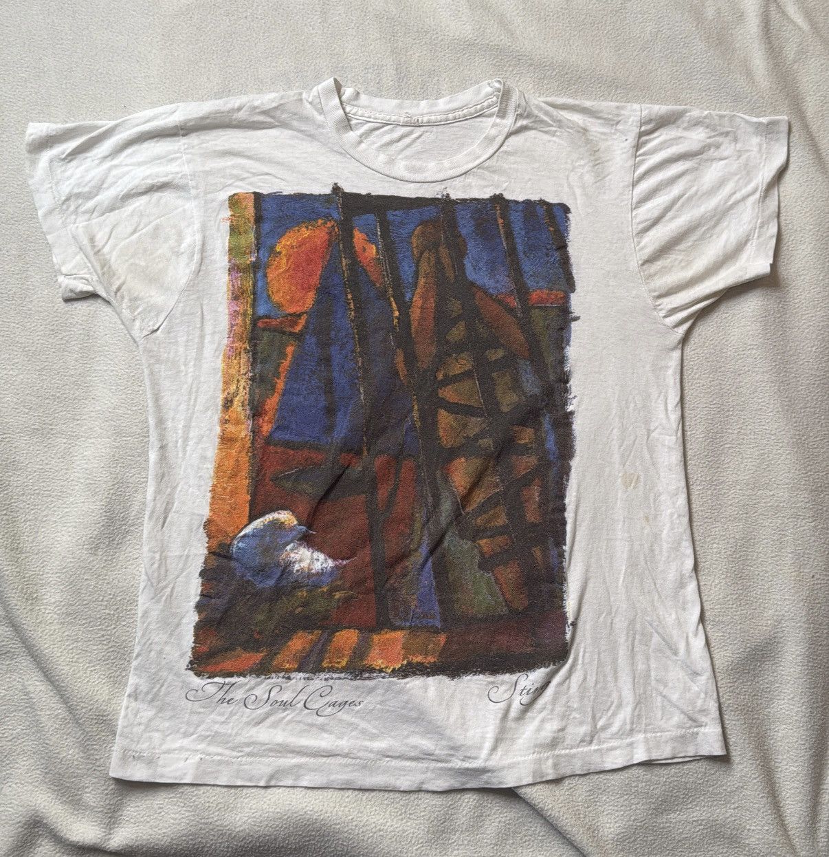 Sting Vintage 1991 Sting Soul Cages Artwork T-shirt Medium Size US M / EU 48-50 / 2 - 1 Thumbnail