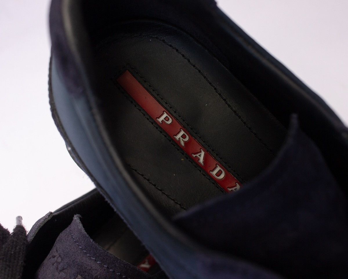 Prada 835$MRP Prada Sport Navy Blue Suede and Nylon Low Top Sneak Size US 8 / EU 41 - 15 Thumbnail