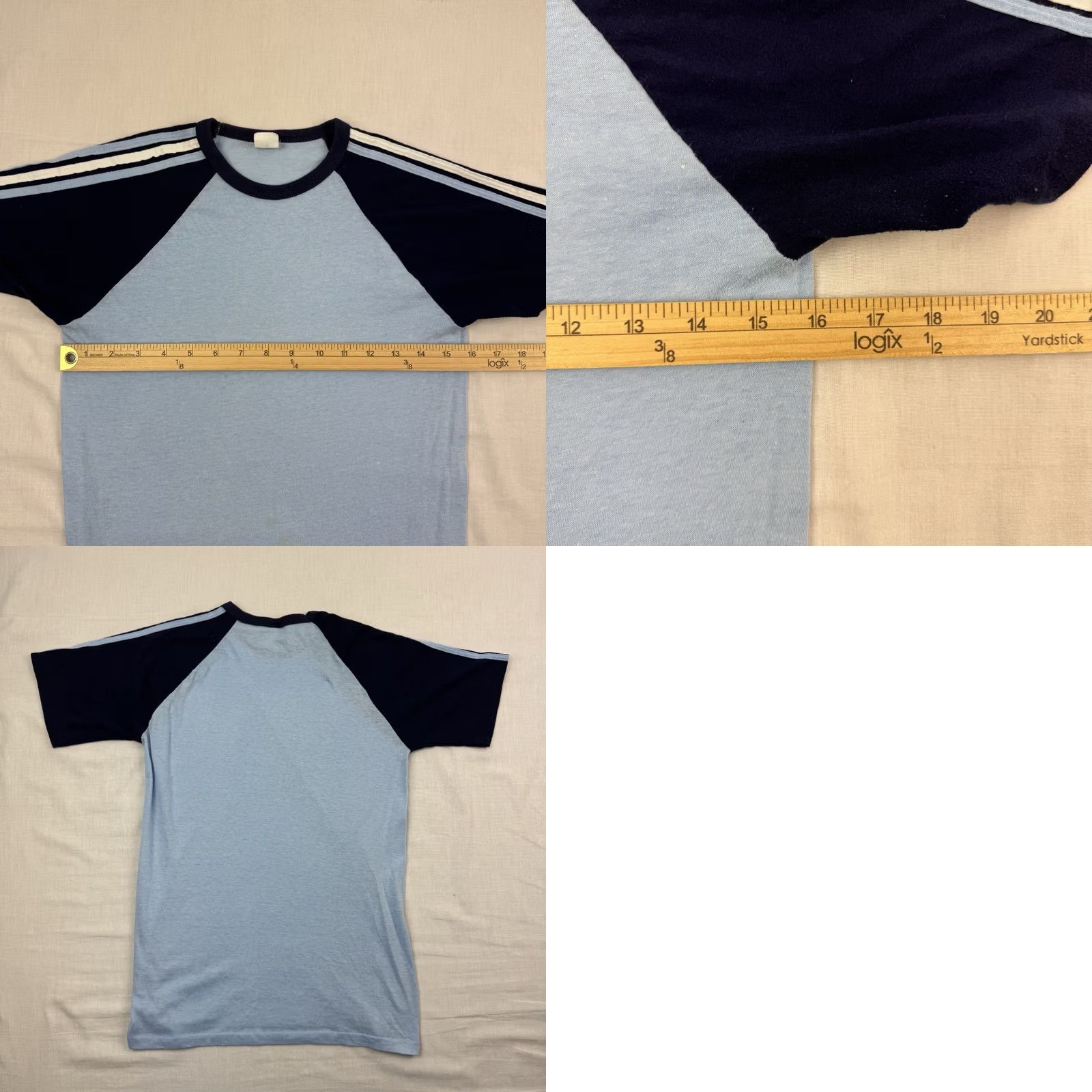 Vintage Vintage Raglan T Shirt Adult M Blue Cotton Polyester Short Sleeve Crew Neck Hippie Hipster 80s 70s USA Mens Size US M / EU 48-50 / 2 - 8 Thumbnail